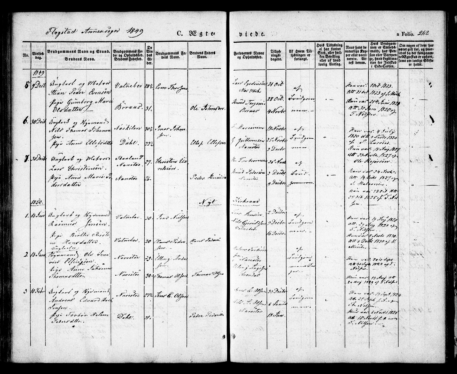 Dypvåg sokneprestkontor, AV/SAK-1111-0007/F/Fa/Faa/L0005: Ministerialbok nr. A 5, 1841-1854, s. 262