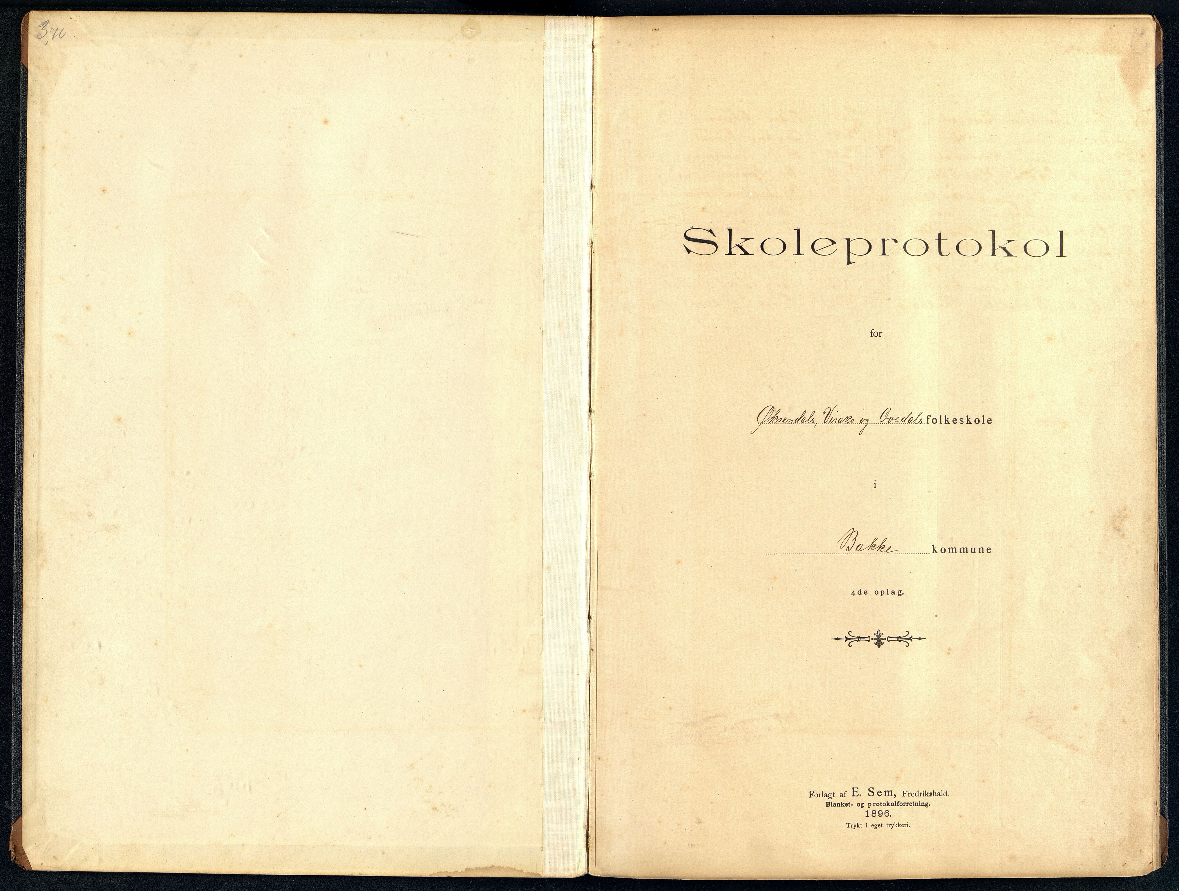 Bakke kommune - Øksendal Skole, ARKSOR/1004BA552/H/L0003: Skoleprotokoll, 1898-1907