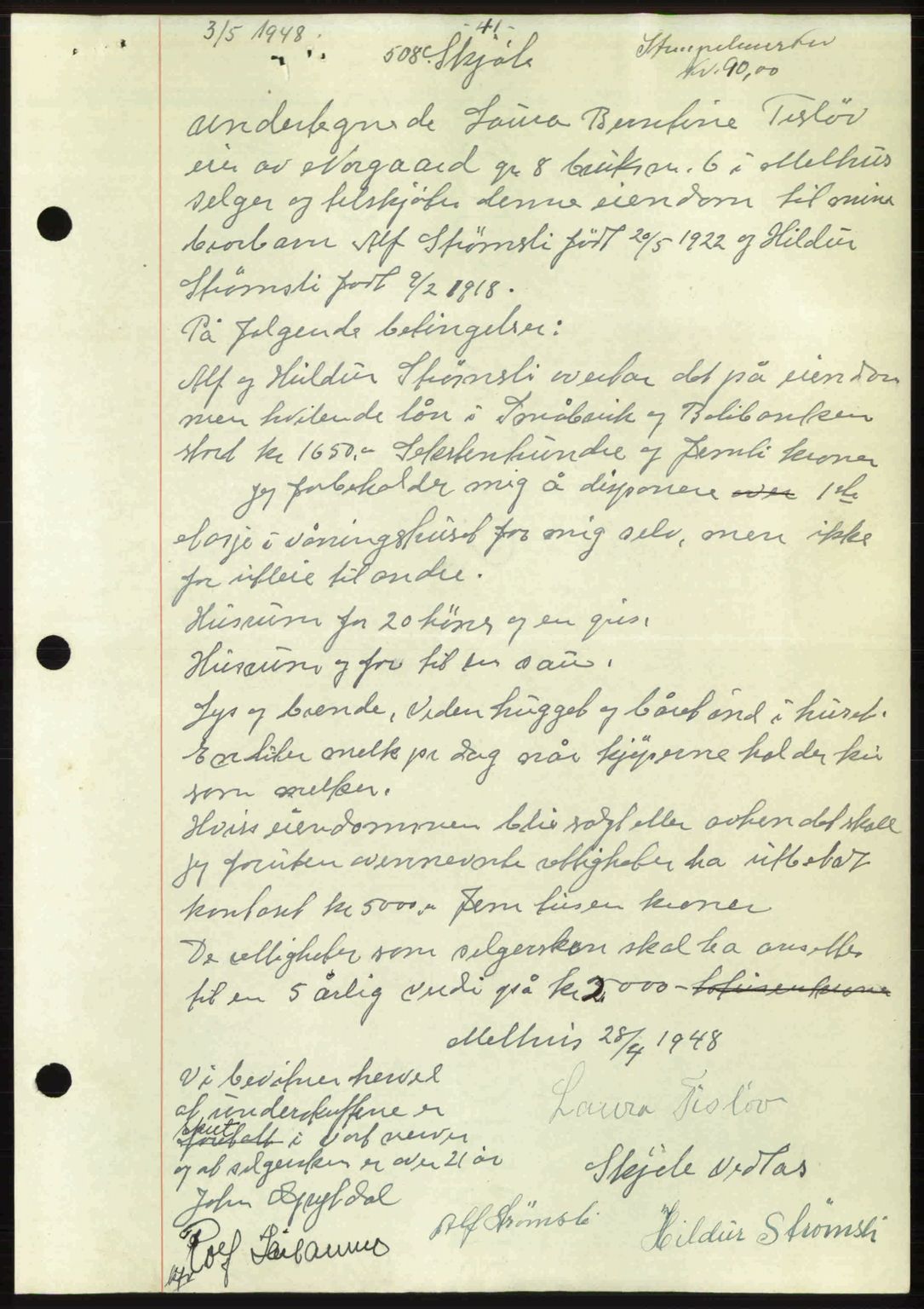 Gauldal sorenskriveri, SAT/A-0014/1/2/2C: Pantebok nr. A5, 1947-1948, Dagboknr: 508/1948