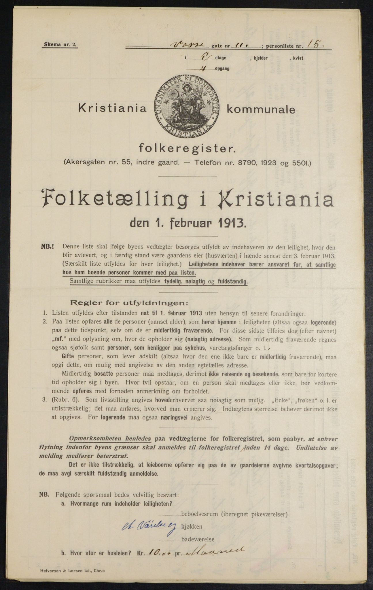 OBA, Kommunal folketelling 1.2.1913 for Kristiania, 1913, s. 125330