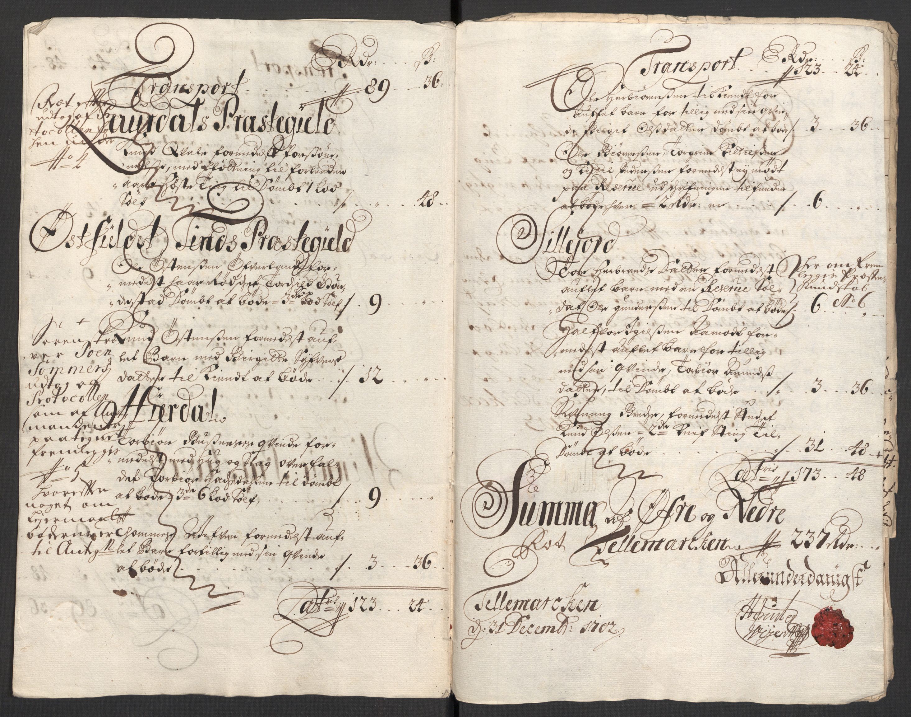 Rentekammeret inntil 1814, Reviderte regnskaper, Fogderegnskap, AV/RA-EA-4092/R36/L2106: Fogderegnskap Øvre og Nedre Telemark og Bamble, 1702, s. 44