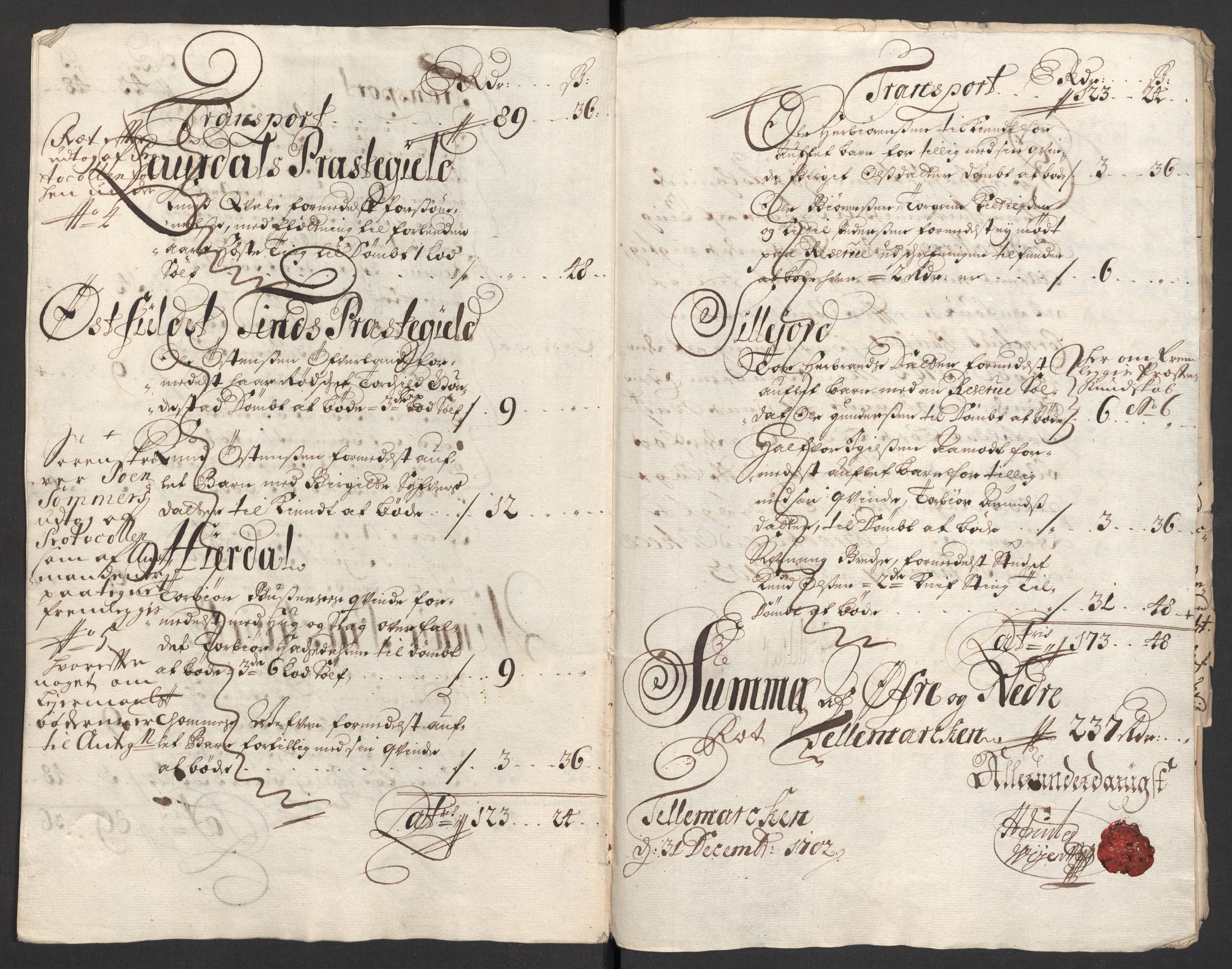 Rentekammeret inntil 1814, Reviderte regnskaper, Fogderegnskap, RA/EA-4092/R36/L2106: Fogderegnskap Øvre og Nedre Telemark og Bamble, 1702, s. 44