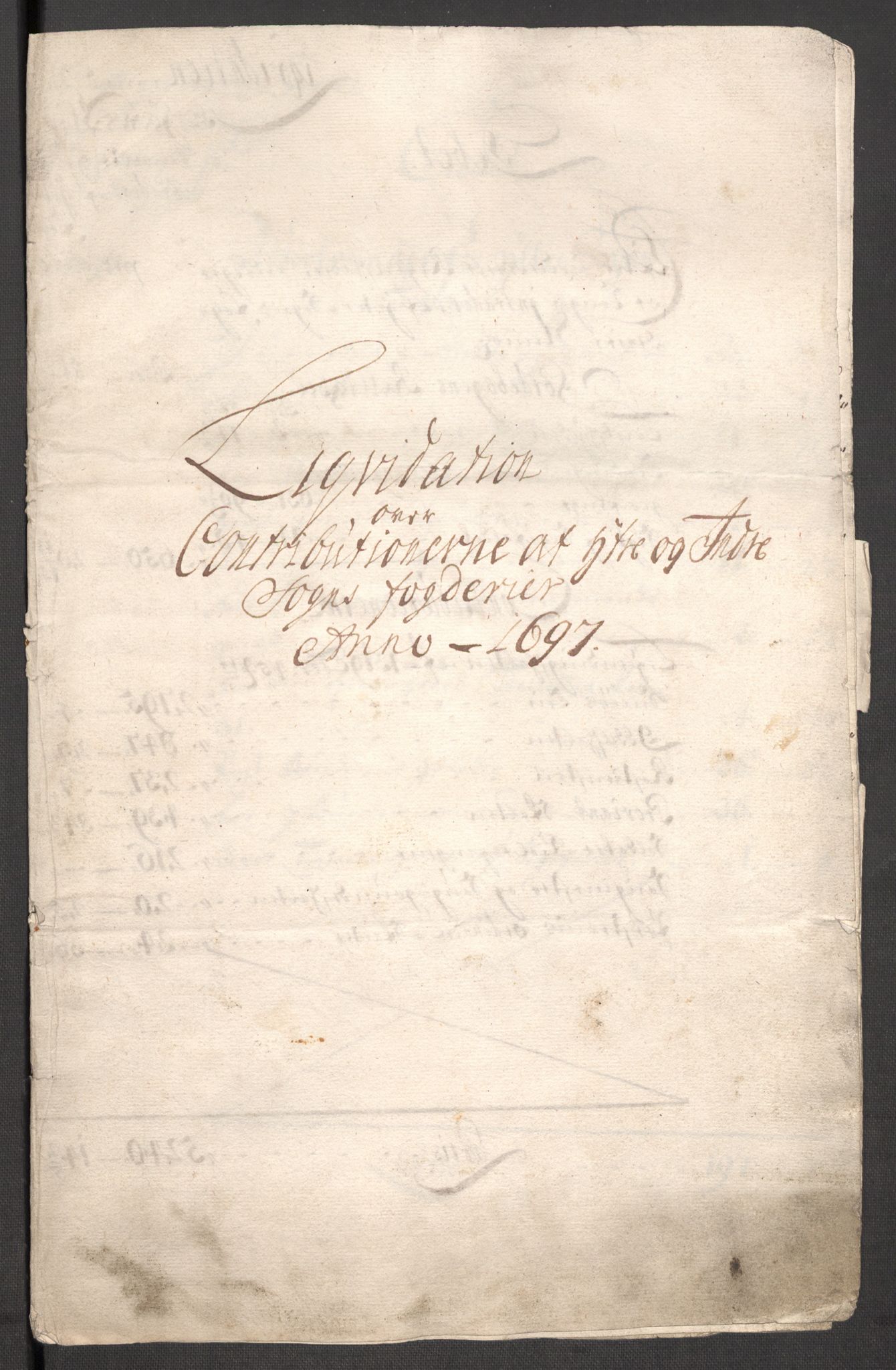 Rentekammeret inntil 1814, Reviderte regnskaper, Fogderegnskap, AV/RA-EA-4092/R52/L3309: Fogderegnskap Sogn, 1696-1697, s. 447