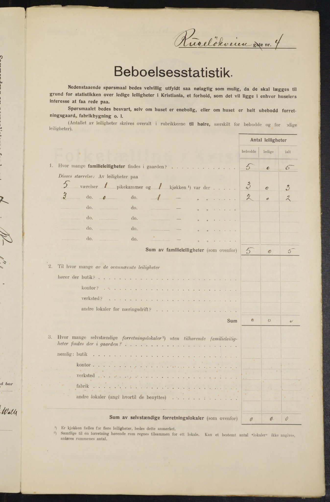 OBA, Kommunal folketelling 1.2.1914 for Kristiania, 1914, s. 84500