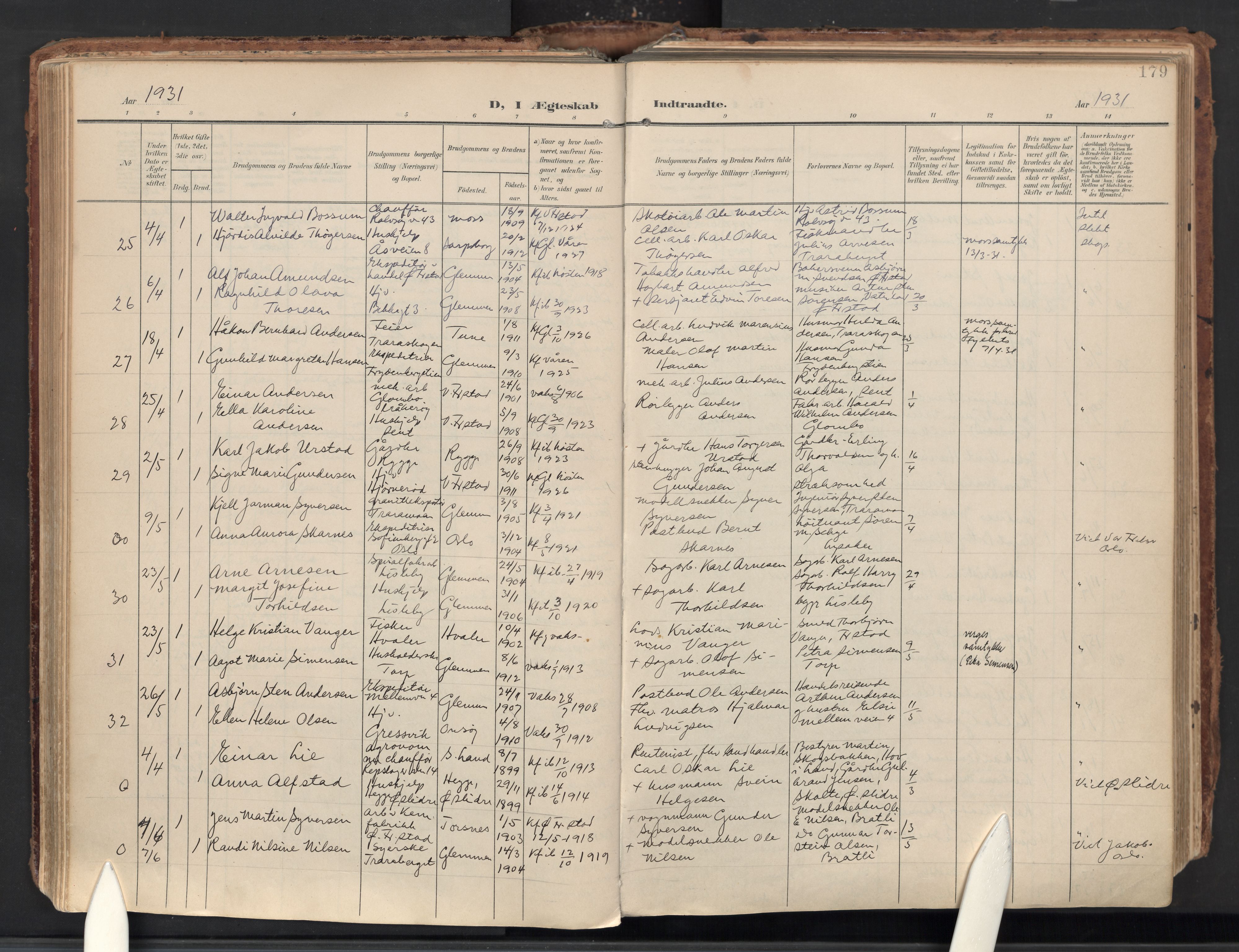 Glemmen prestekontor Kirkebøker, AV/SAO-A-10908/F/Fa/L0016: Ministerialbok nr. 16, 1903-1937, s. 179