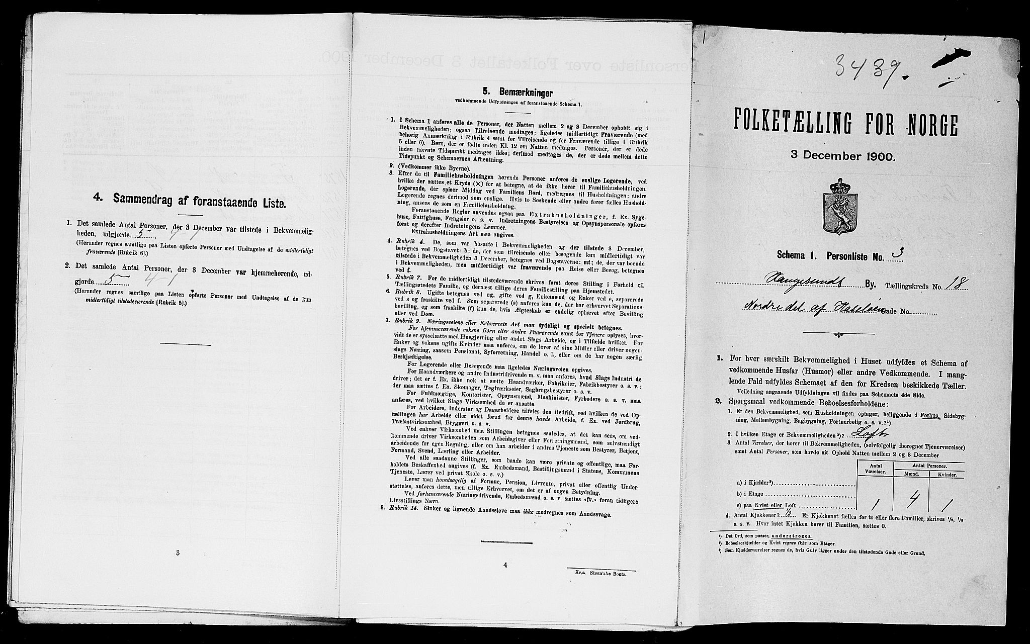 SAST, Folketelling 1900 for 1106 Haugesund kjøpstad, 1900, s. 3224
