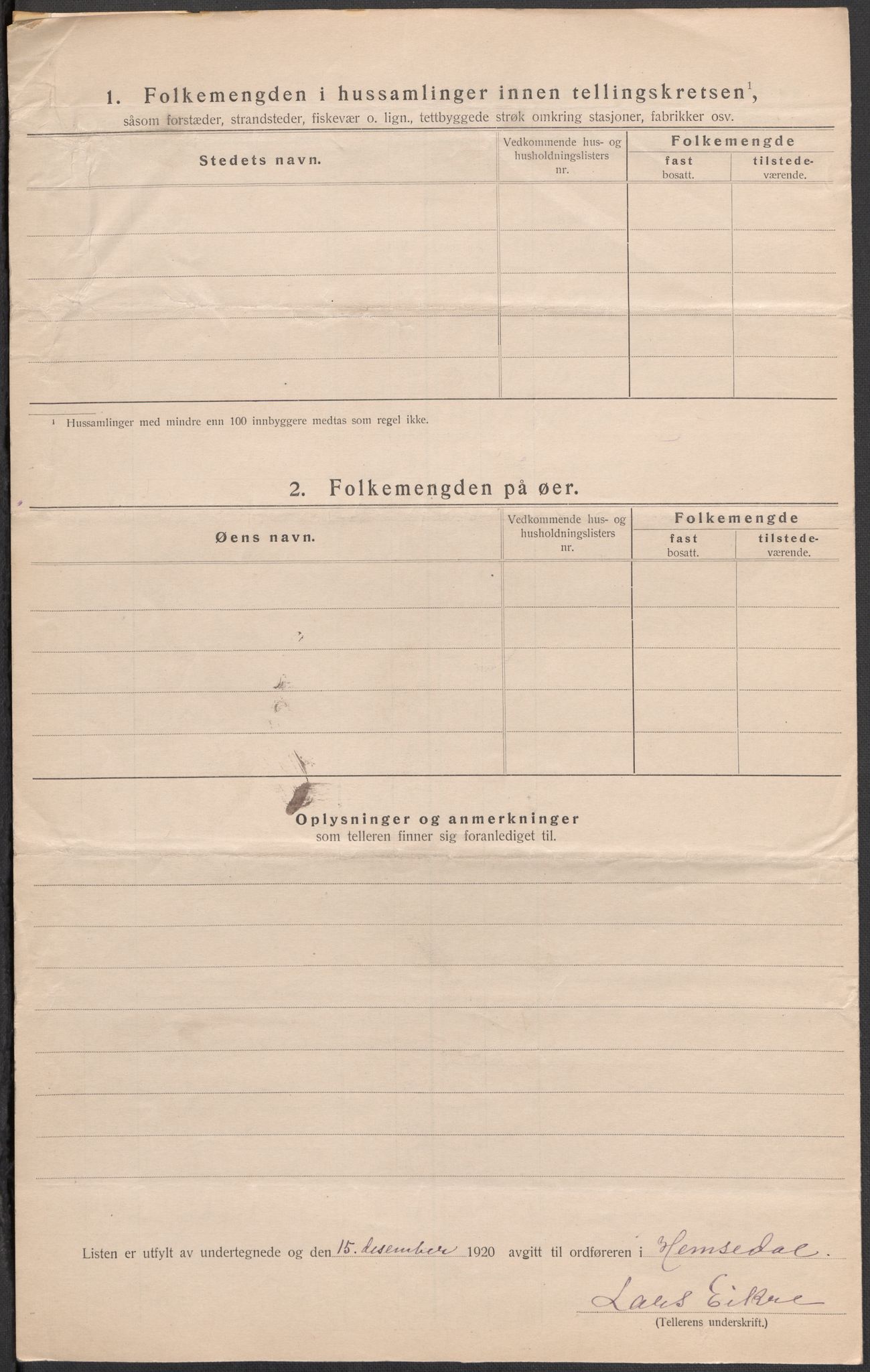 SAKO, Folketelling 1920 for 0618 Hemsedal herred, 1920, s. 13