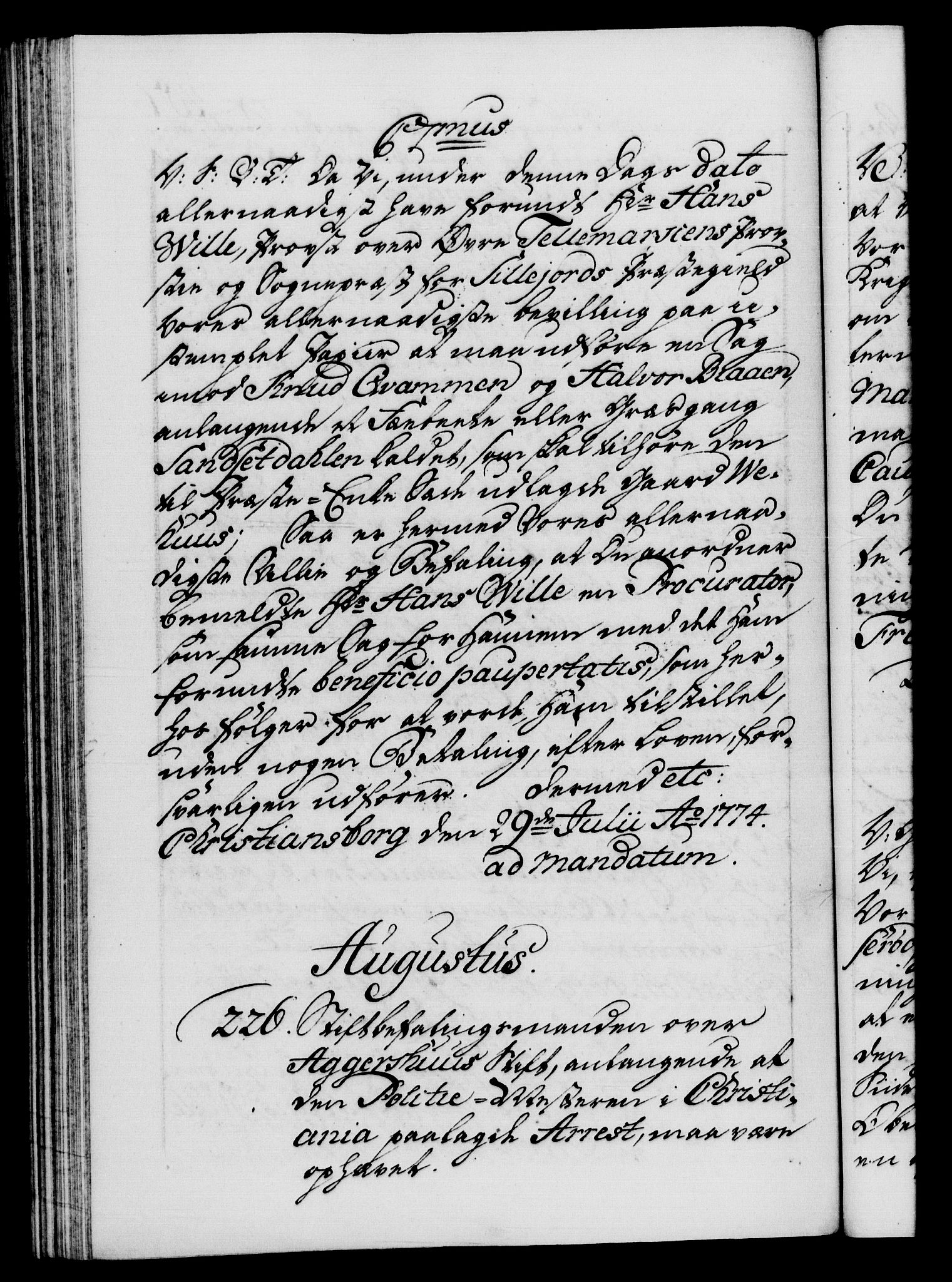 Danske Kanselli 1572-1799, RA/EA-3023/F/Fc/Fca/Fcab/L0041: Norske tegnelser, 1773-1776, s. 407b