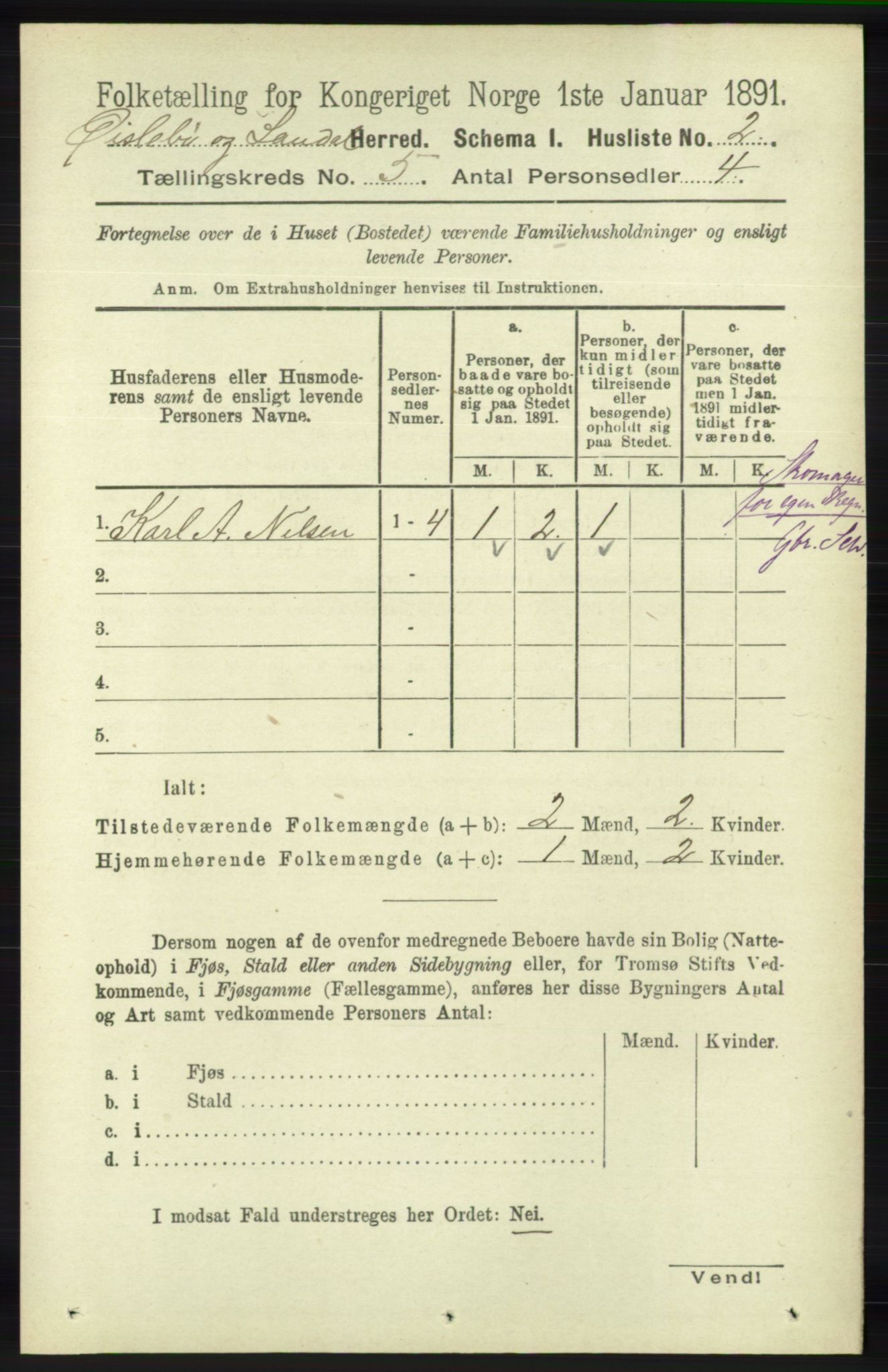 RA, Folketelling 1891 for 1021 Øyslebø og Laudal herred, 1891, s. 1277