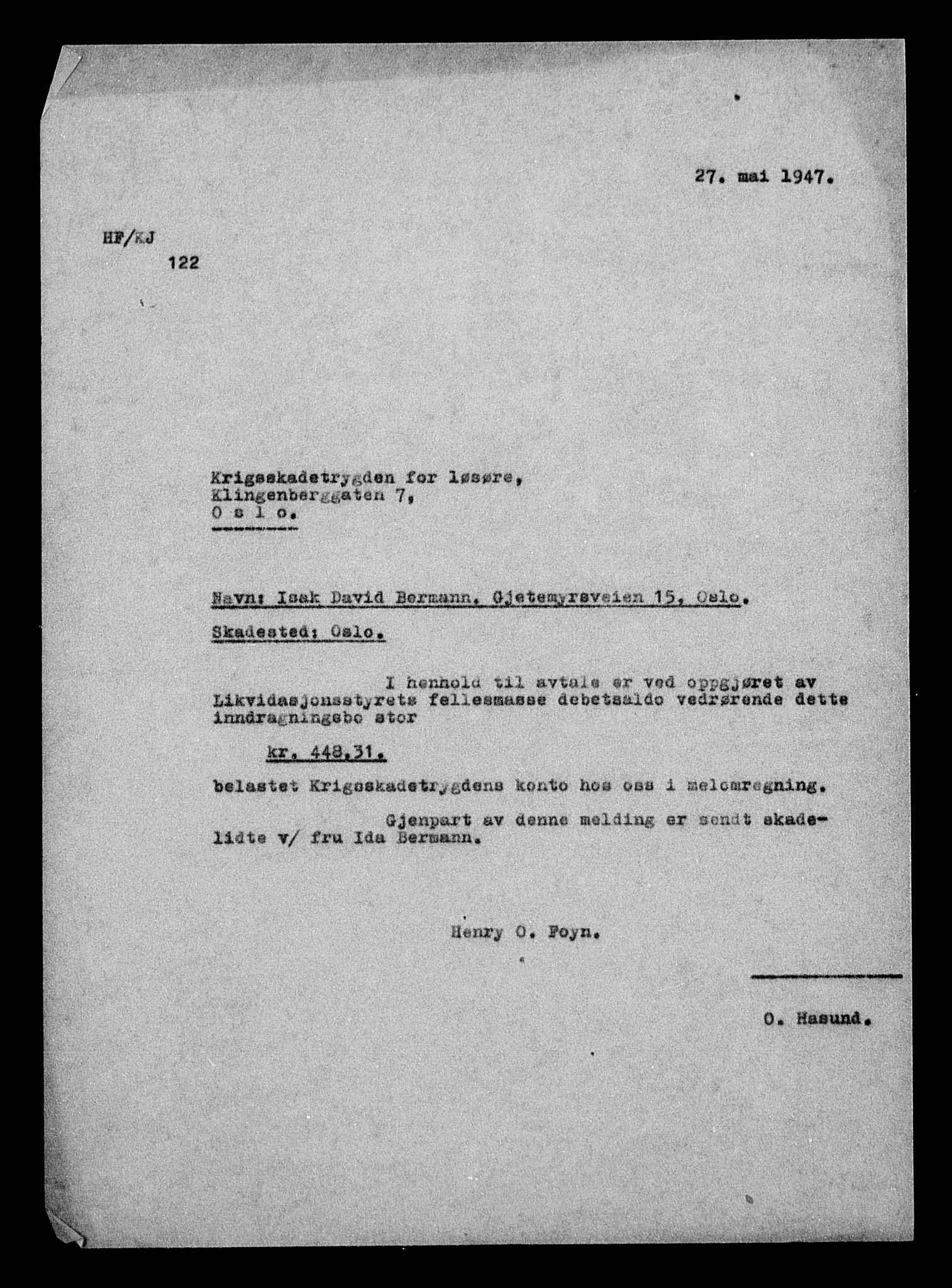 Justisdepartementet, Tilbakeføringskontoret for inndratte formuer, AV/RA-S-1564/H/Hc/Hcc/L0921: --, 1945-1947, s. 195