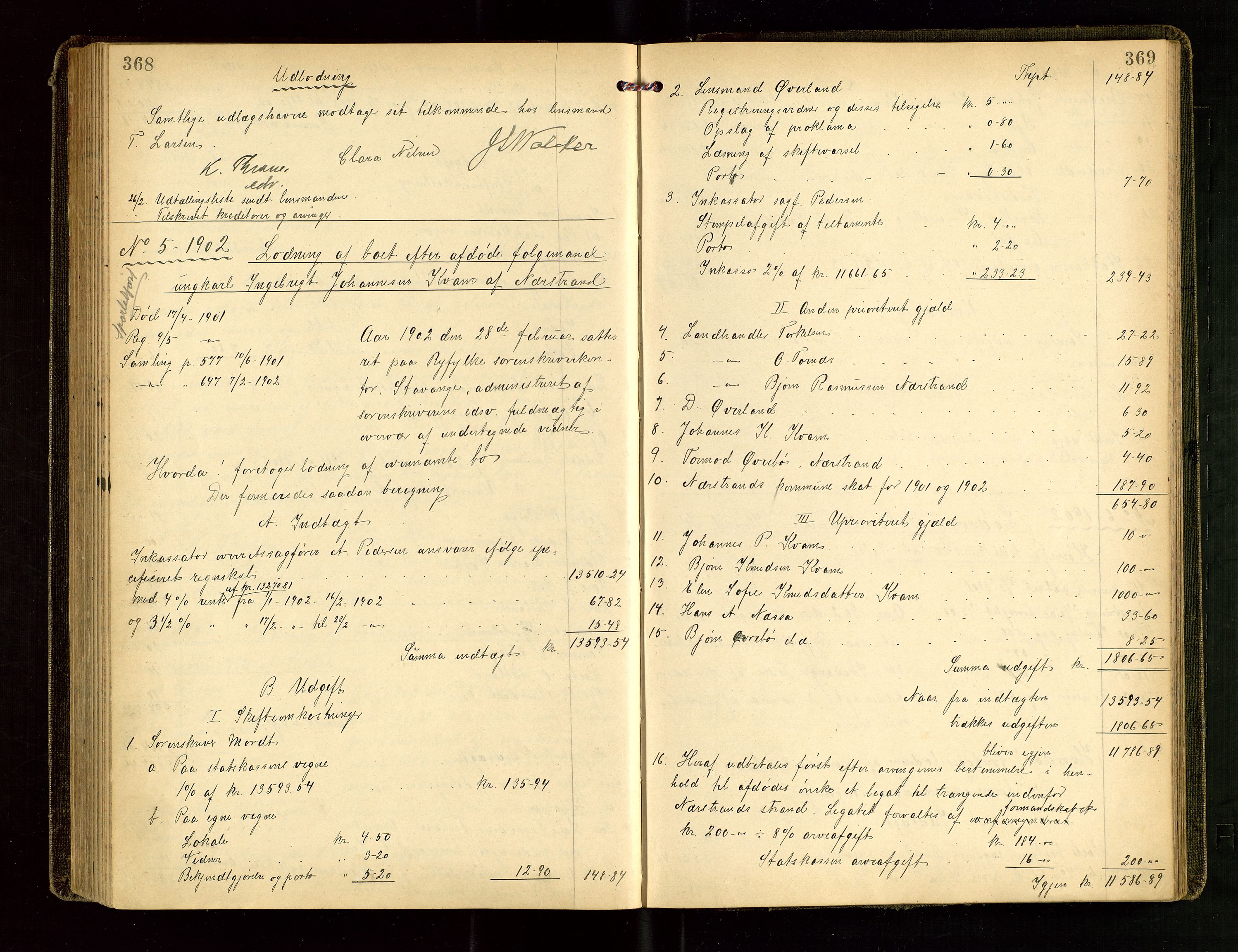 Ryfylke tingrett, AV/SAST-A-100055/001/IV/IVG/L0001: Skifteutlodningsprotokoll Med register, 1899-1903, s. 368-369