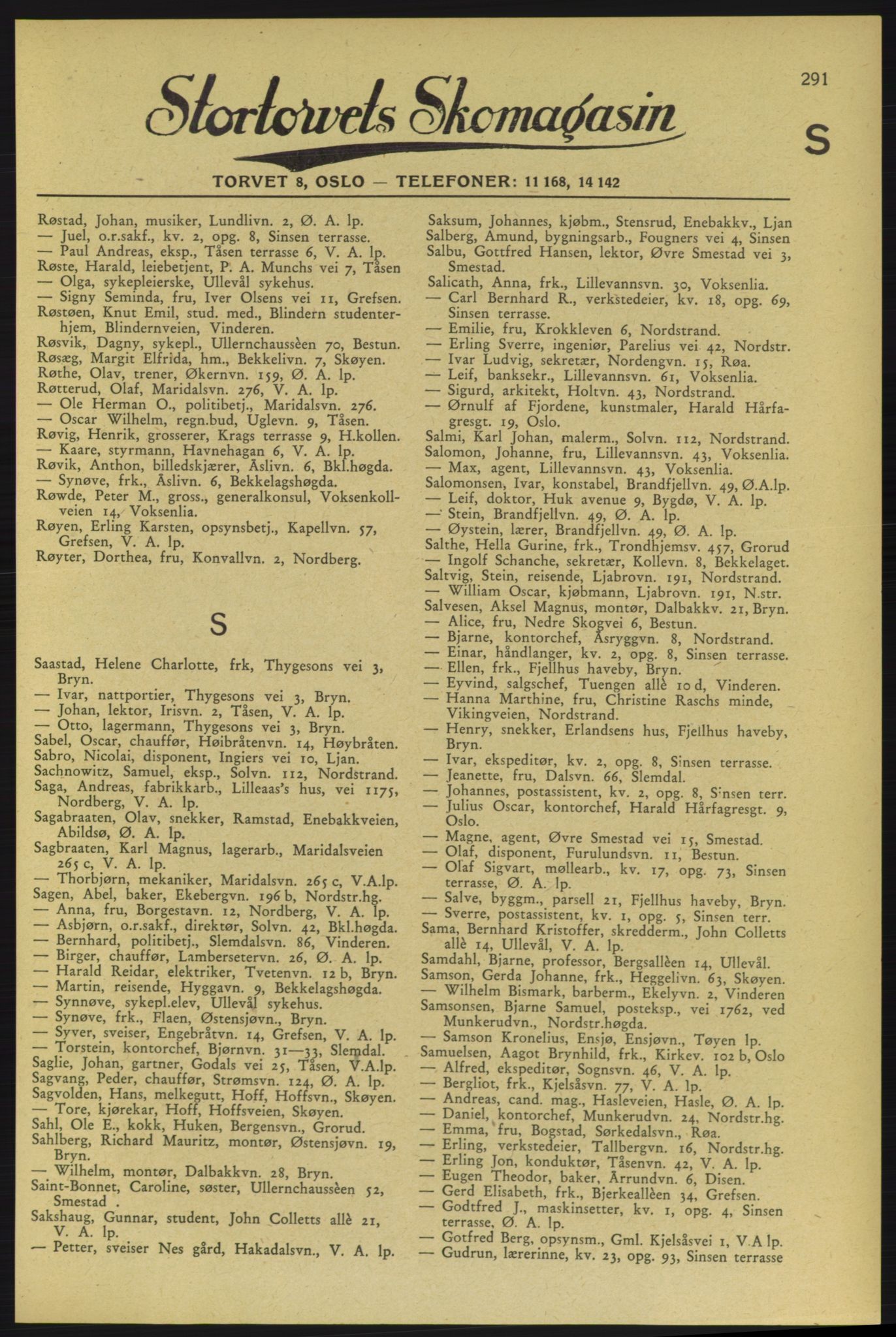 Aker adressebok/adressekalender, PUBL/001/A/006: Aker adressebok, 1937-1938, s. 291