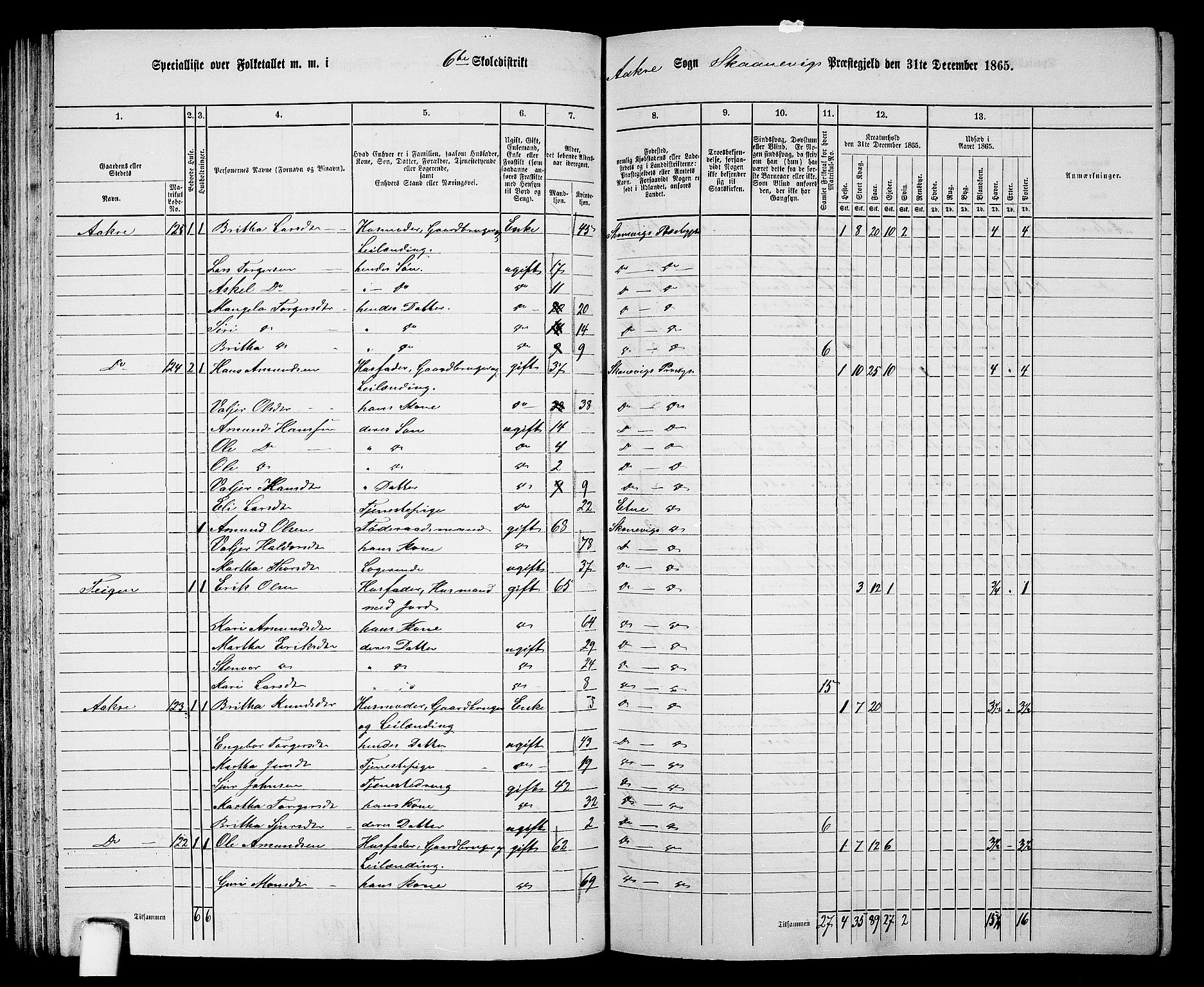 RA, Folketelling 1865 for 1212P Skånevik prestegjeld, 1865, s. 89