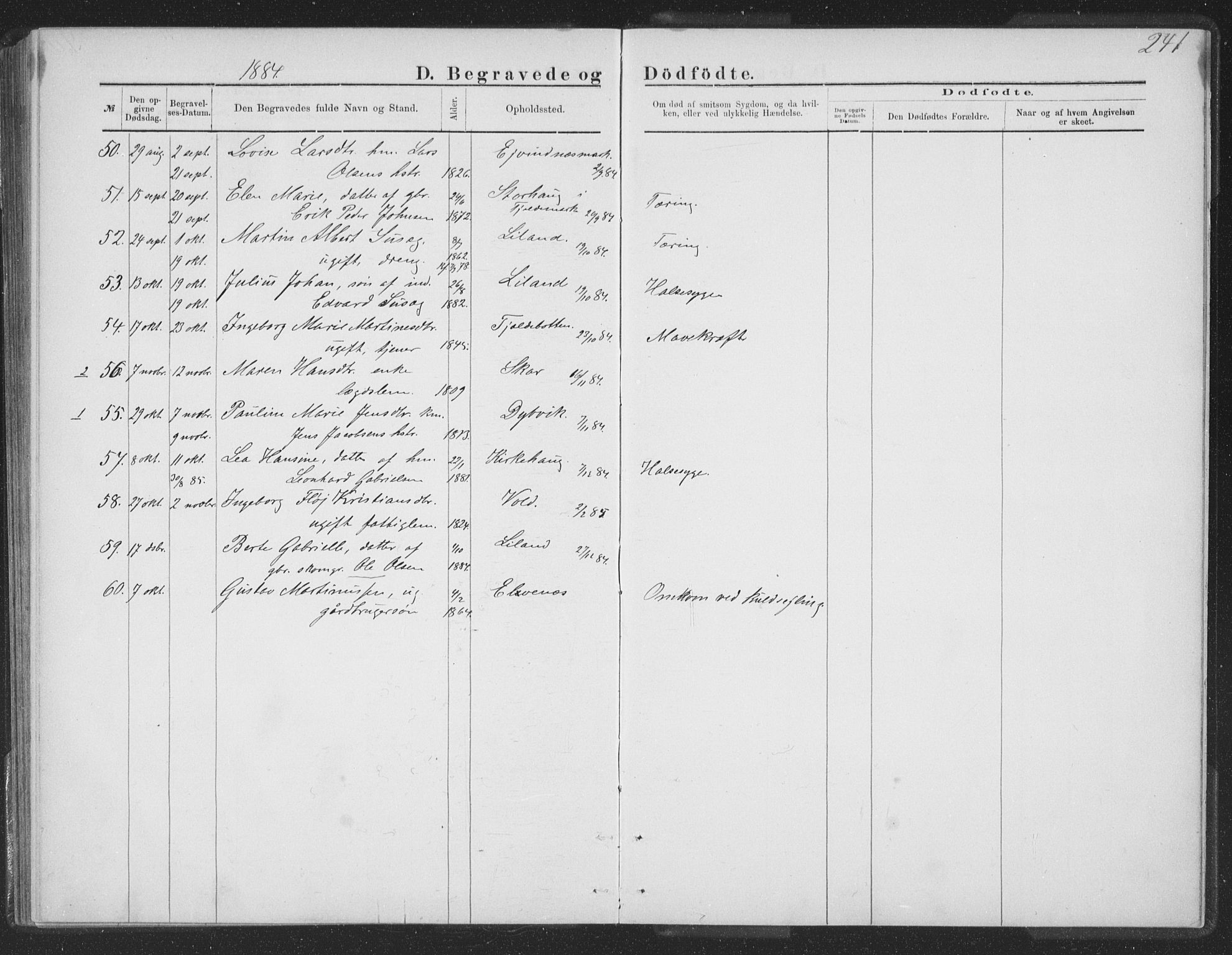 Ministerialprotokoller, klokkerbøker og fødselsregistre - Nordland, AV/SAT-A-1459/863/L0913: Klokkerbok nr. 863C03, 1877-1885, s. 241