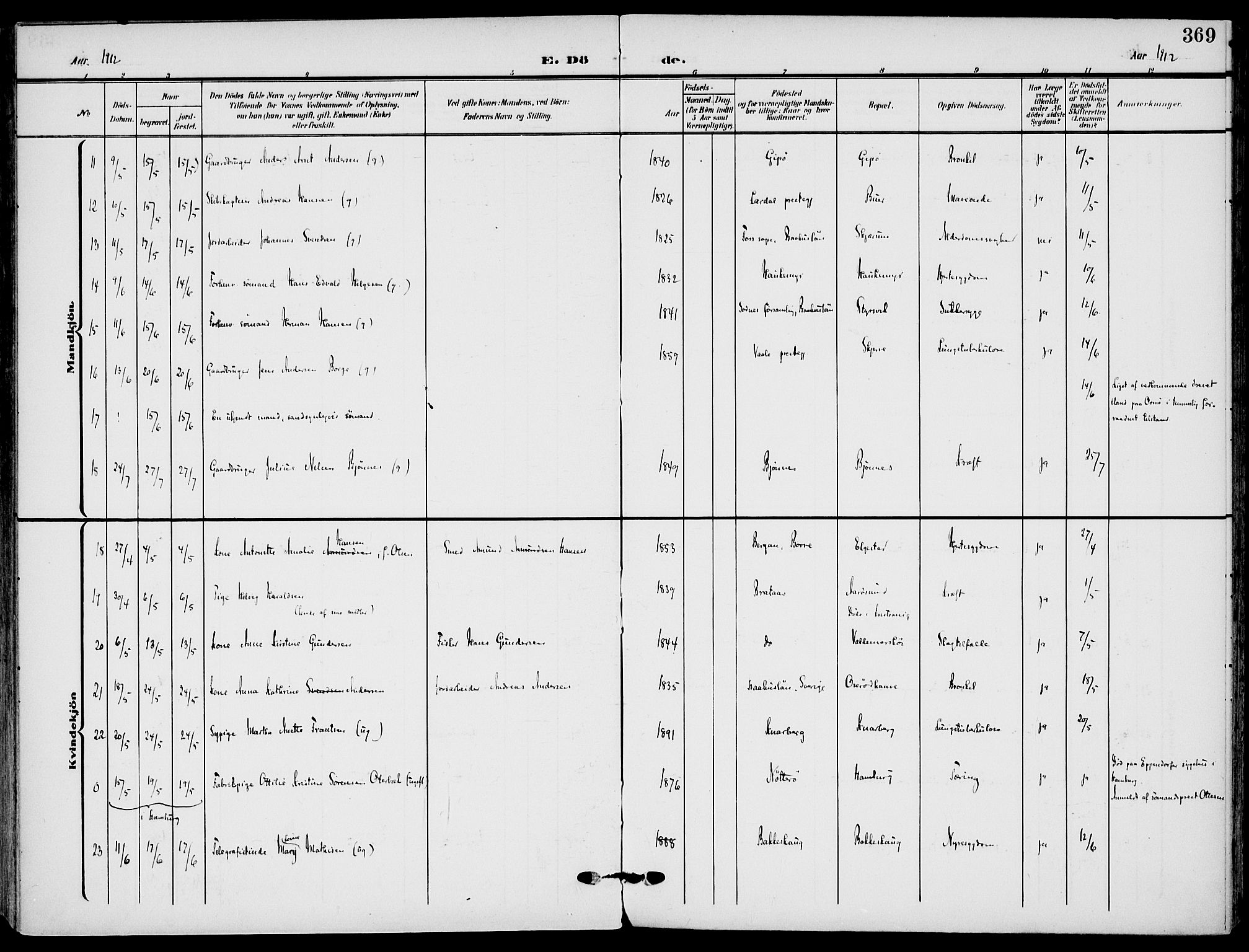 Nøtterøy kirkebøker, AV/SAKO-A-354/F/Fa/L0010: Ministerialbok nr. I 10, 1908-1919, s. 369