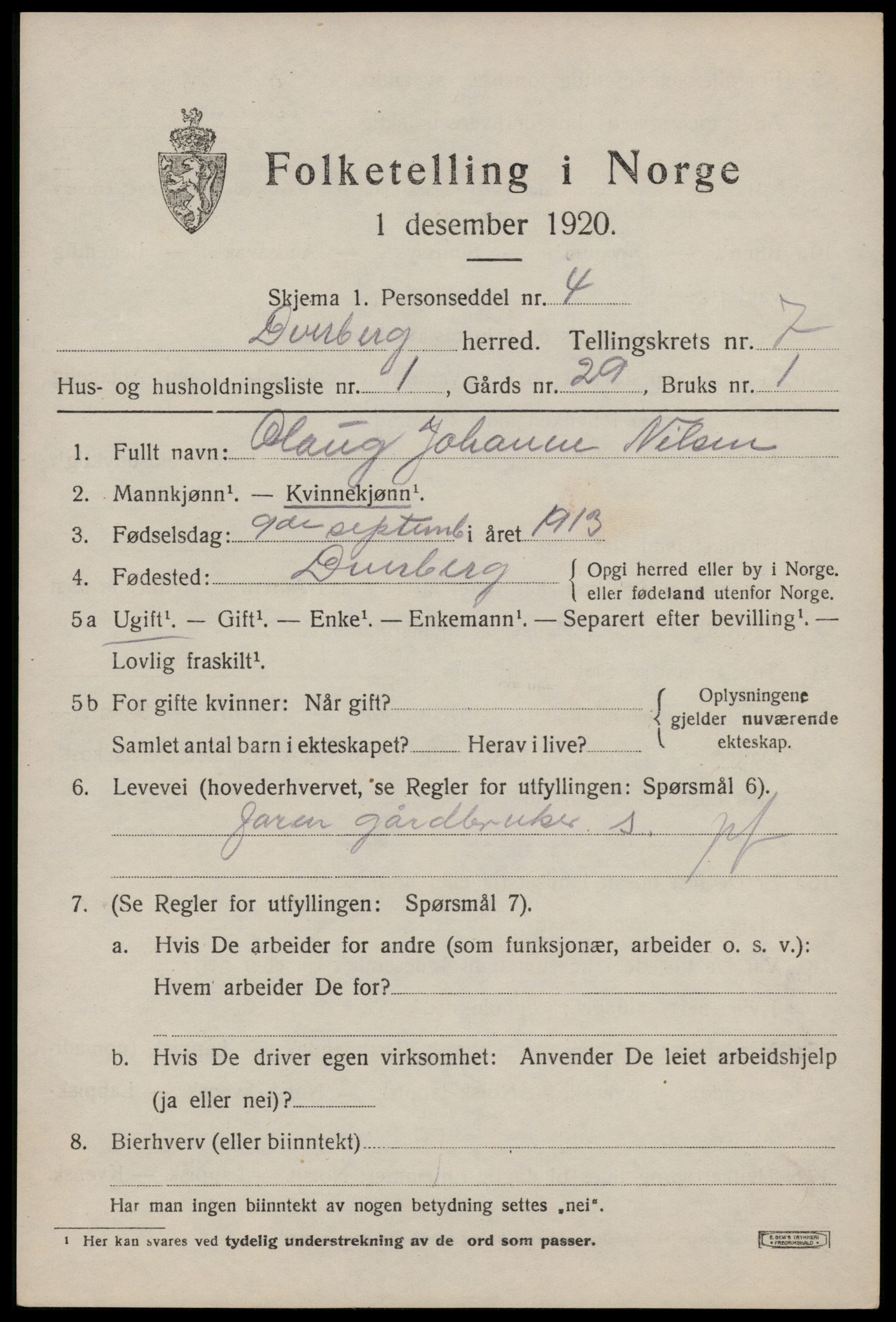 SAT, Folketelling 1920 for 1872 Dverberg herred, 1920, s. 6640