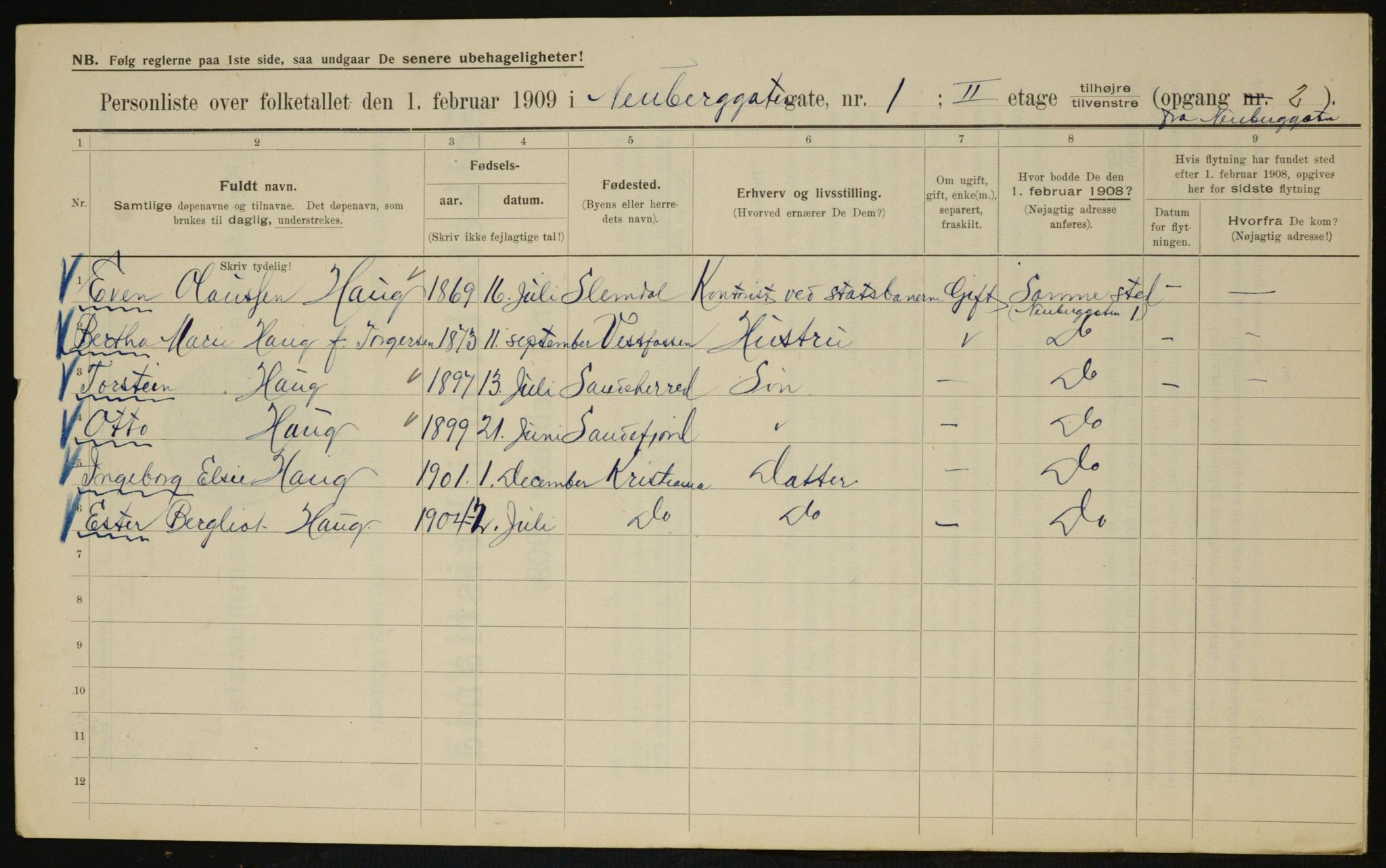 OBA, Kommunal folketelling 1.2.1909 for Kristiania kjøpstad, 1909, s. 63169