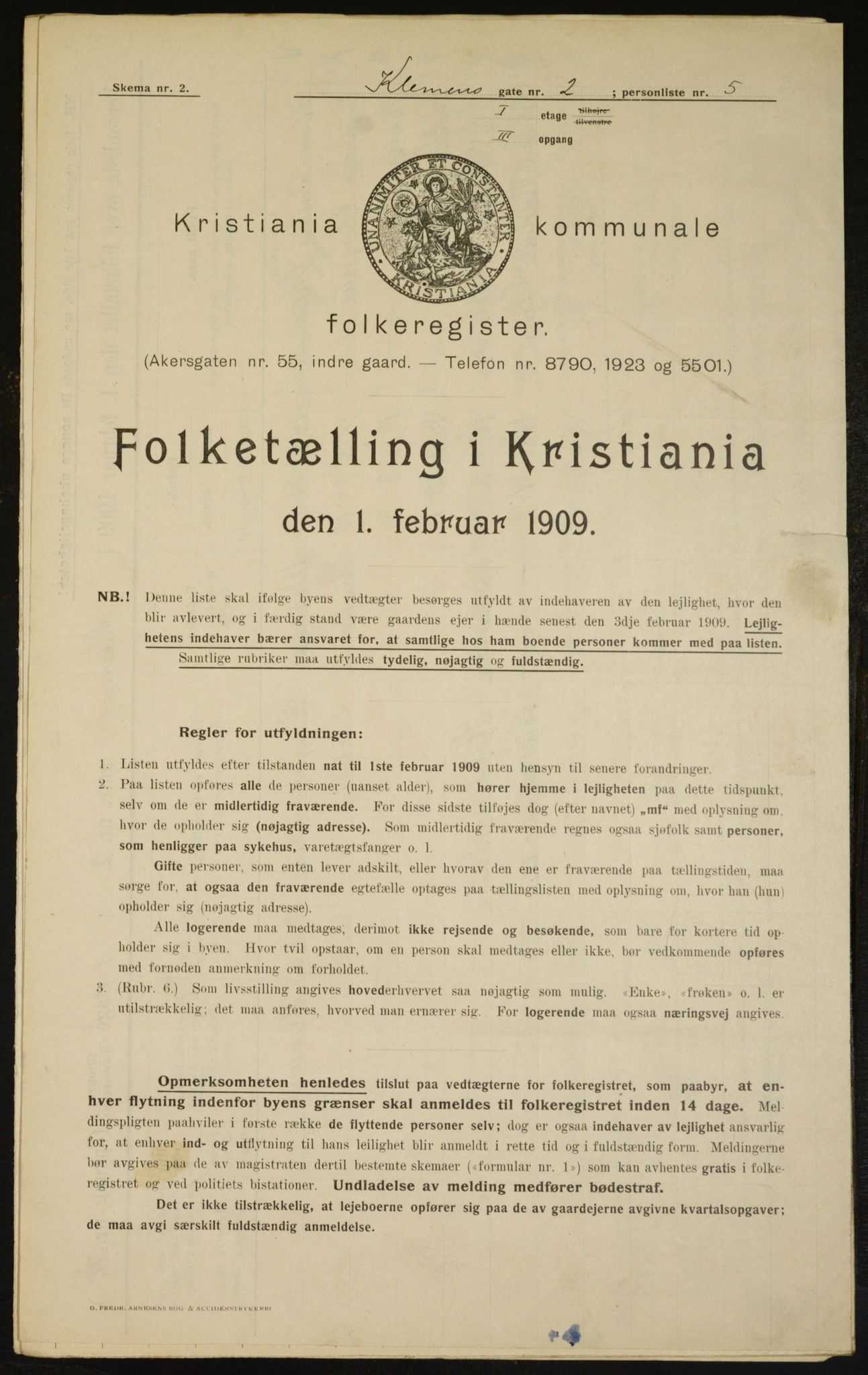 OBA, Kommunal folketelling 1.2.1909 for Kristiania kjøpstad, 1909, s. 11581