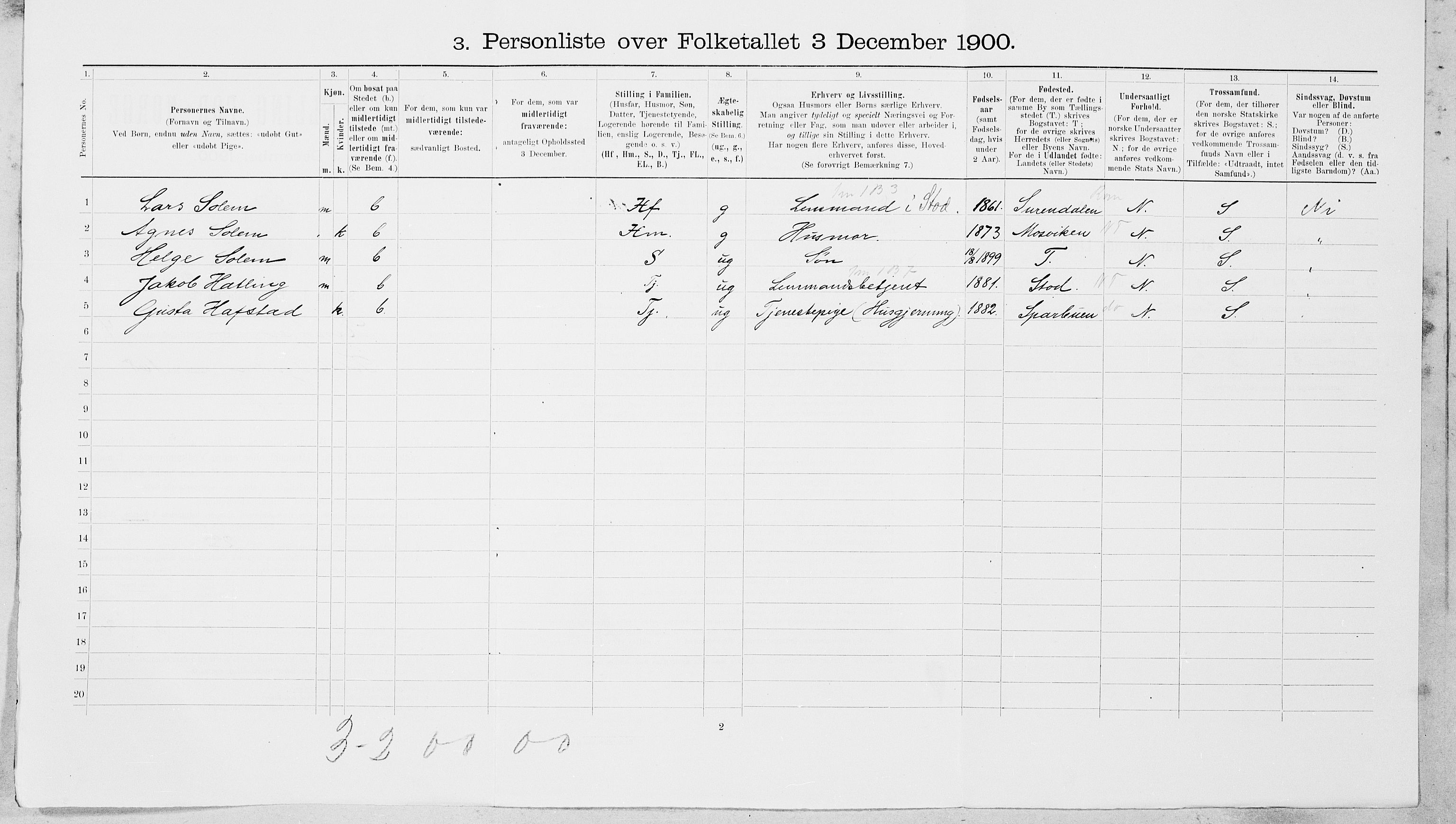 SAT, Folketelling 1900 for 1702 Steinkjer ladested, 1900, s. 451