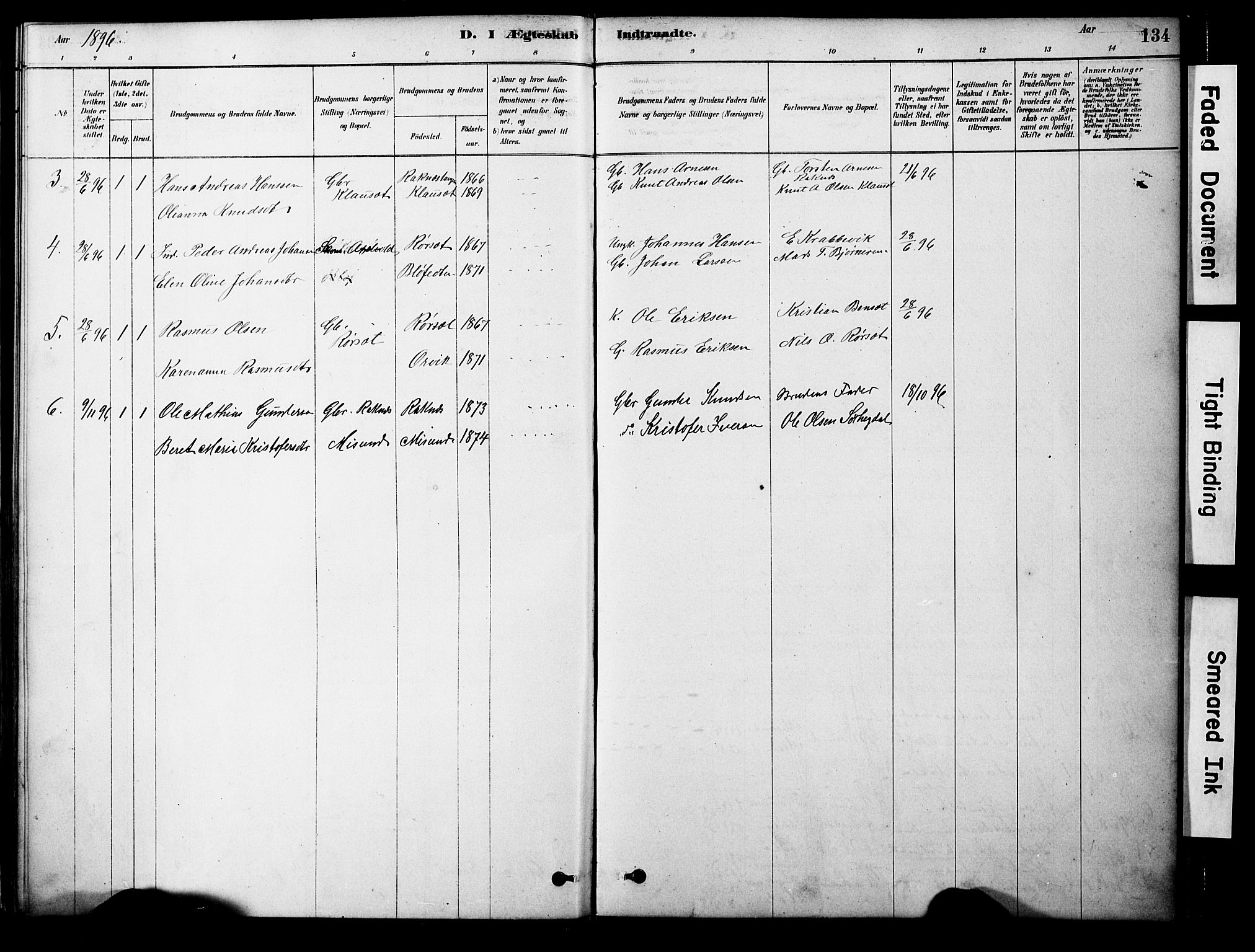 Ministerialprotokoller, klokkerbøker og fødselsregistre - Møre og Romsdal, AV/SAT-A-1454/563/L0736: Ministerialbok nr. 563A01, 1878-1903, s. 134