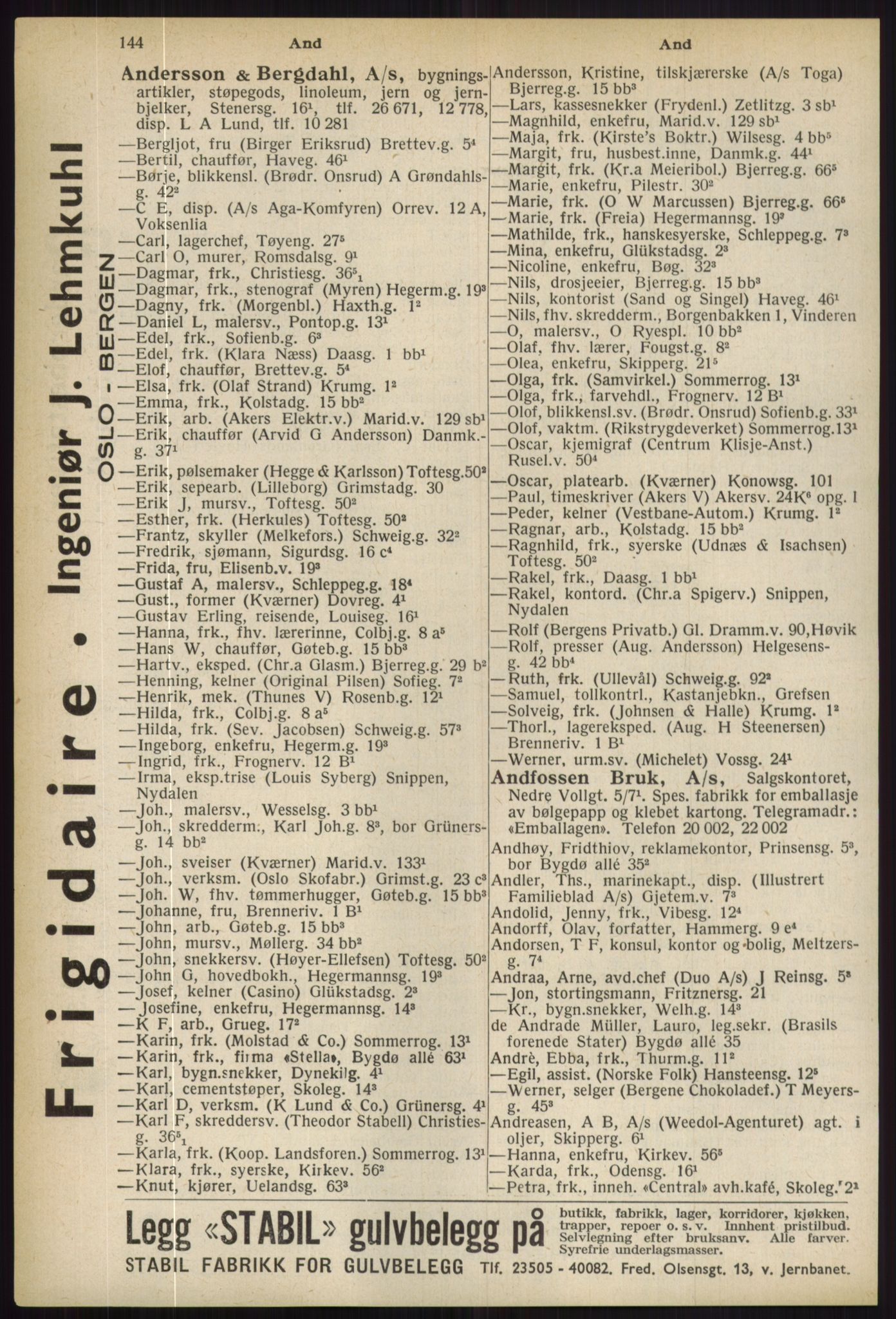 Kristiania/Oslo adressebok, PUBL/-, 1936, s. 144