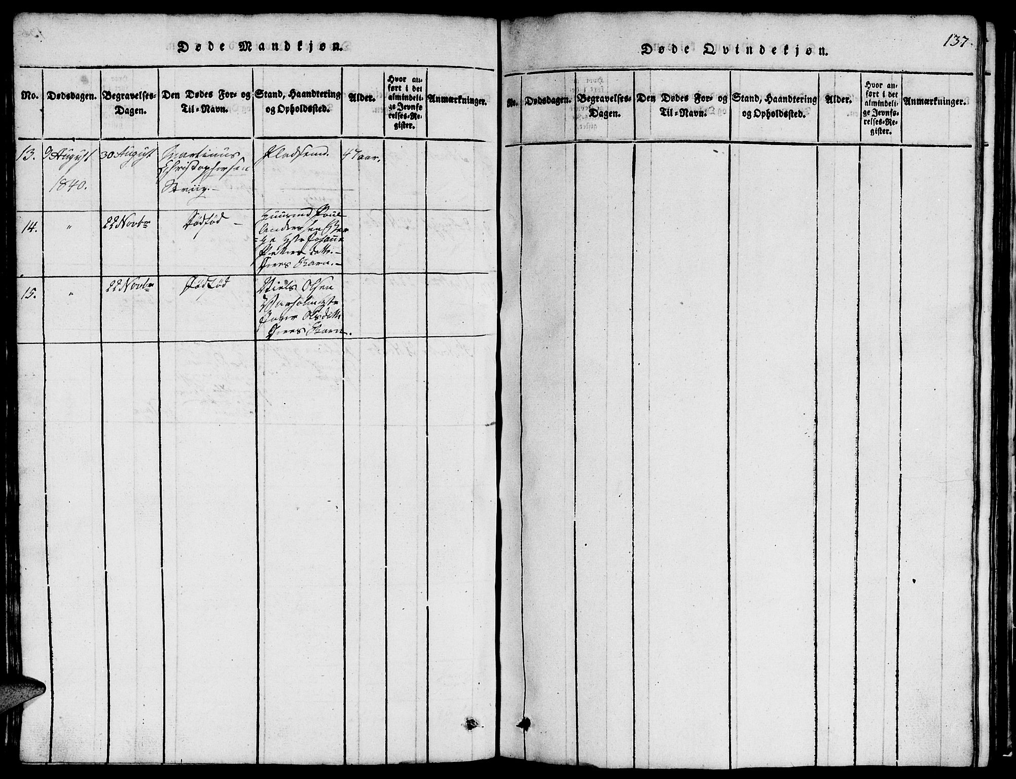 Ministerialprotokoller, klokkerbøker og fødselsregistre - Møre og Romsdal, AV/SAT-A-1454/507/L0078: Klokkerbok nr. 507C01, 1816-1840, s. 137