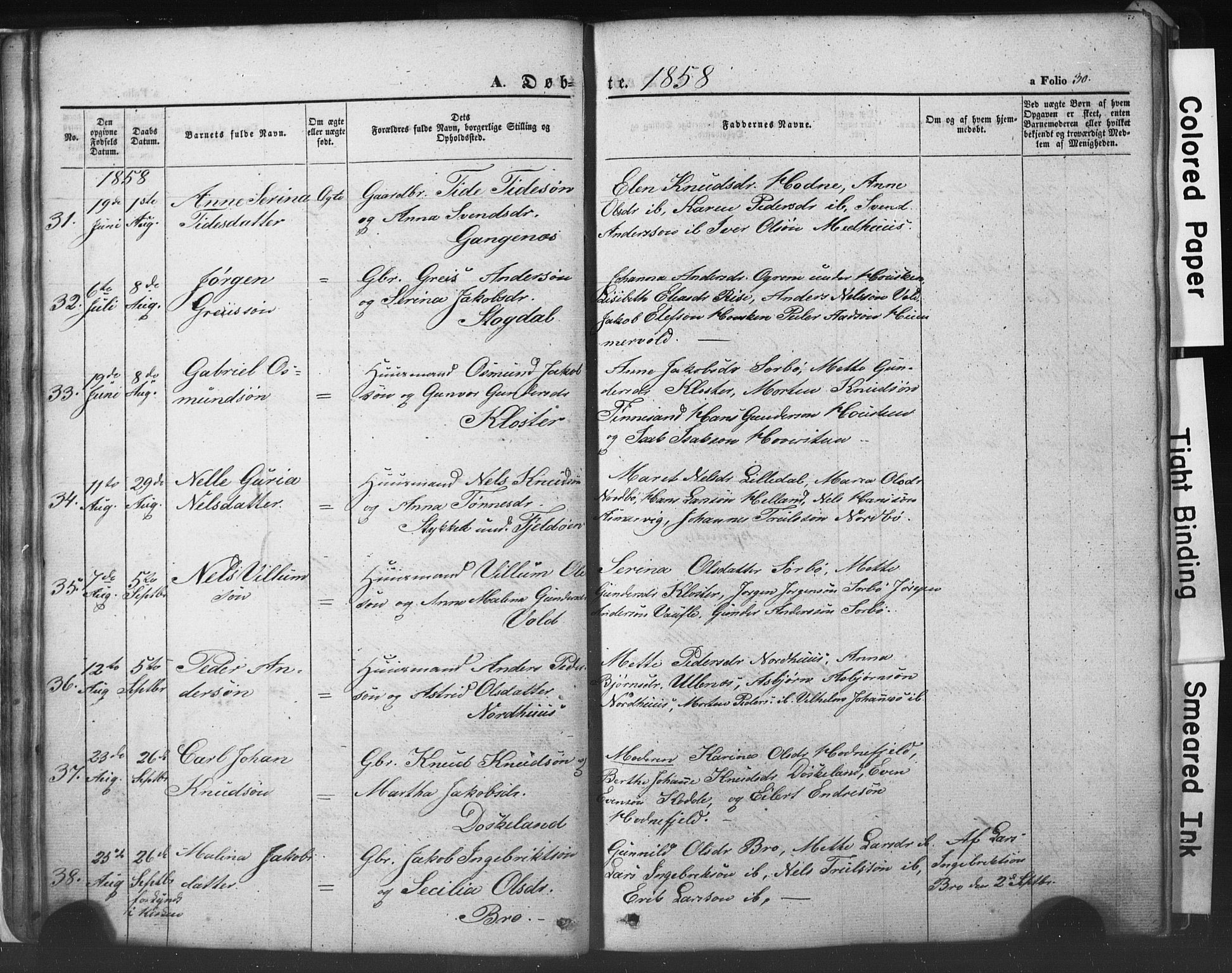 Rennesøy sokneprestkontor, AV/SAST-A -101827/H/Ha/Hab/L0002: Klokkerbok nr. B 2, 1852-1880, s. 30