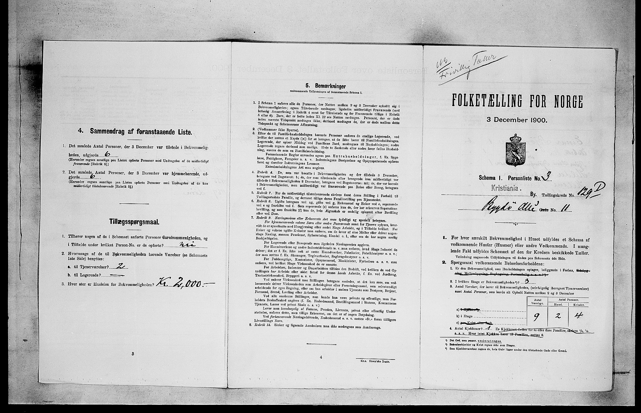SAO, Folketelling 1900 for 0301 Kristiania kjøpstad, 1900, s. 9729
