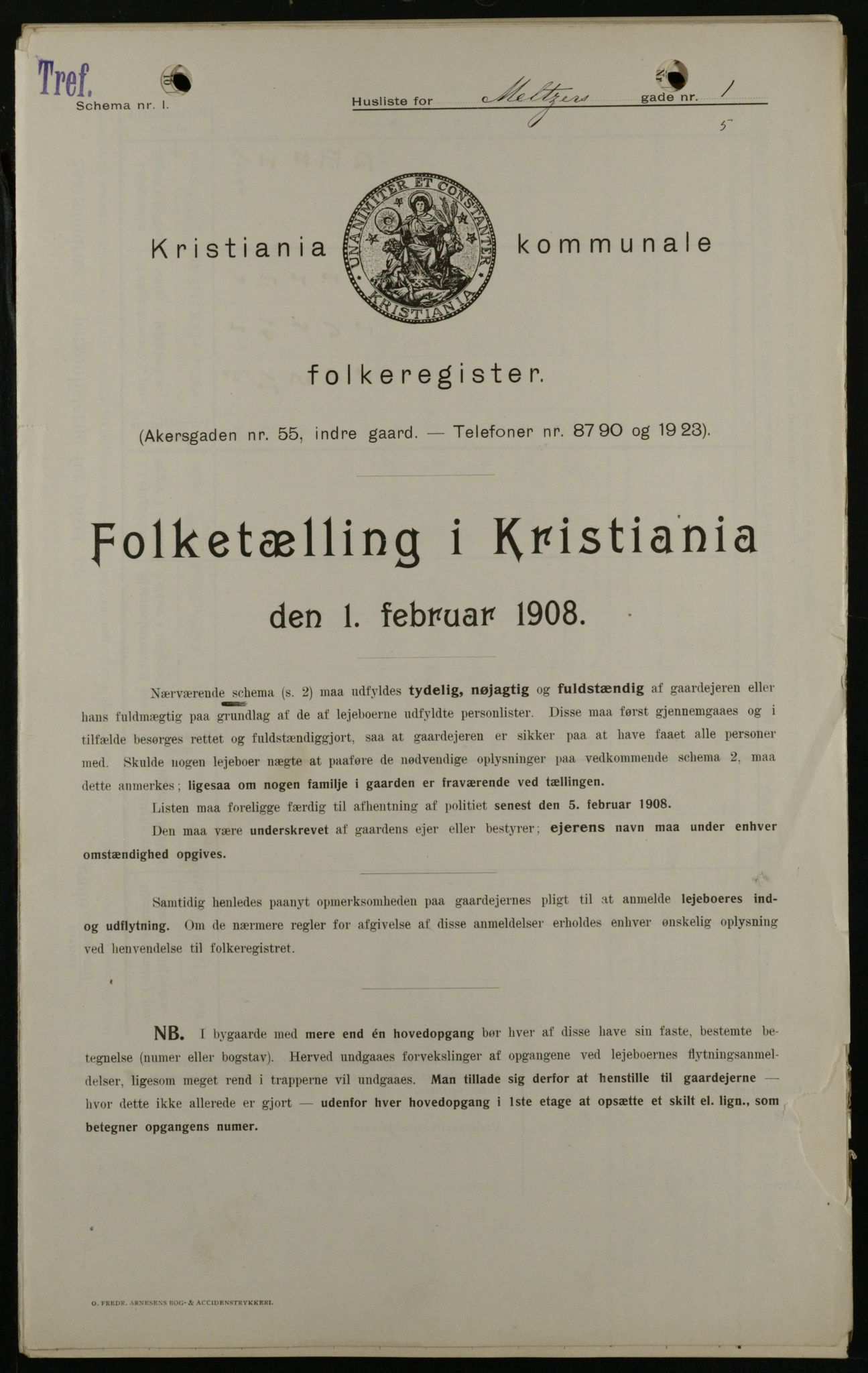 OBA, Kommunal folketelling 1.2.1908 for Kristiania kjøpstad, 1908, s. 58389