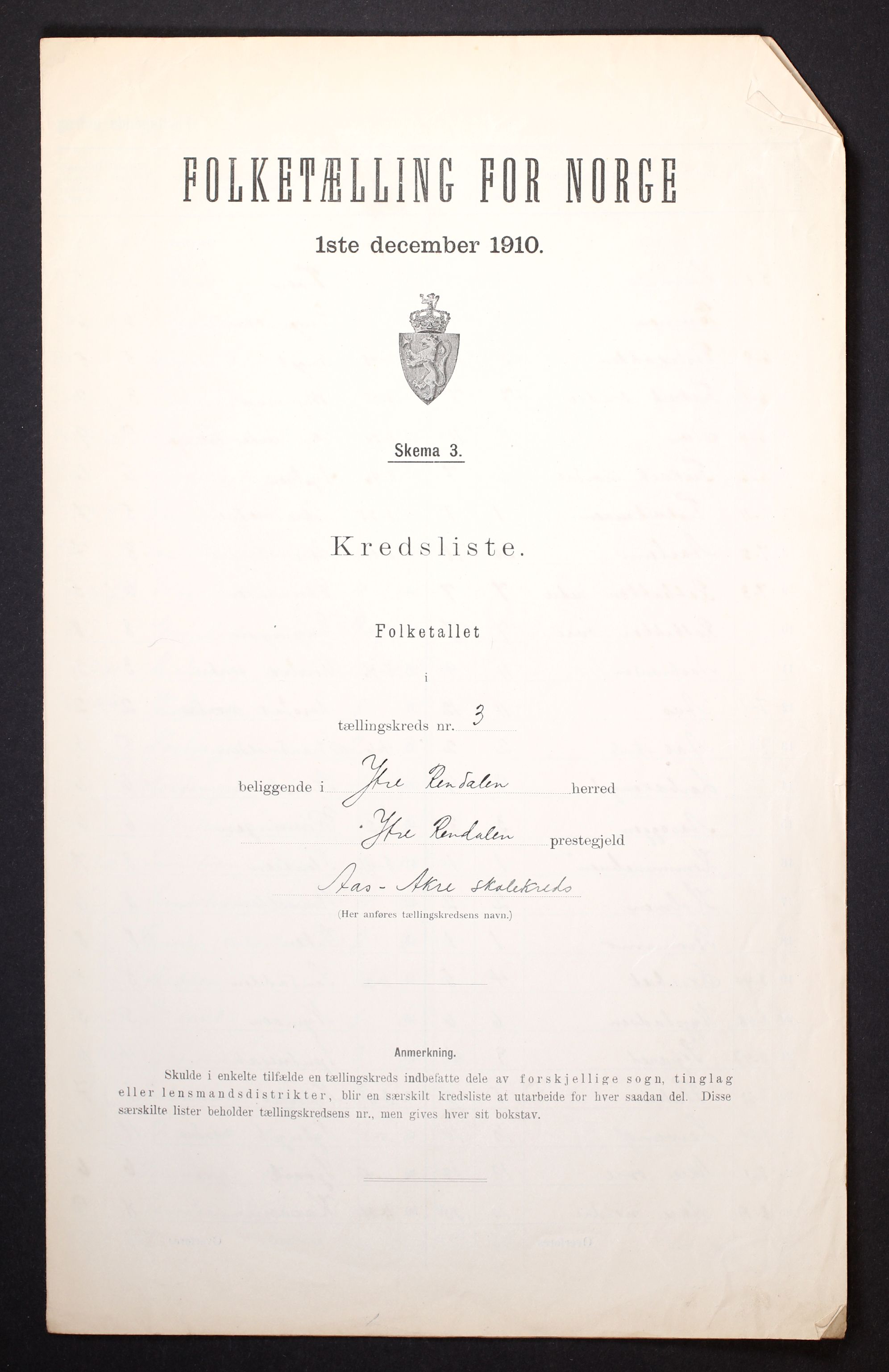 RA, Folketelling 1910 for 0432 Ytre Rendal herred, 1910, s. 10