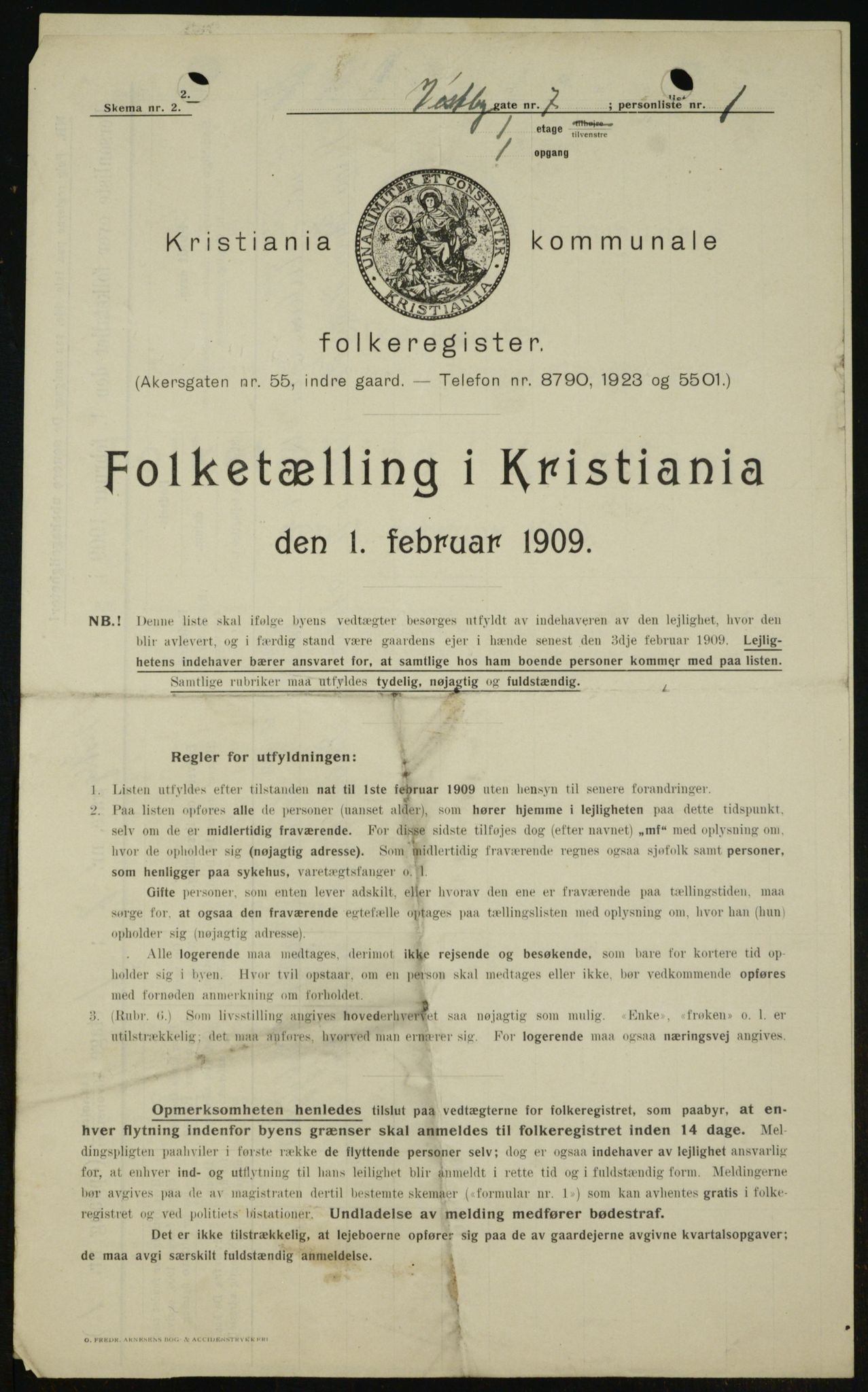 OBA, Kommunal folketelling 1.2.1909 for Kristiania kjøpstad, 1909, s. 90546