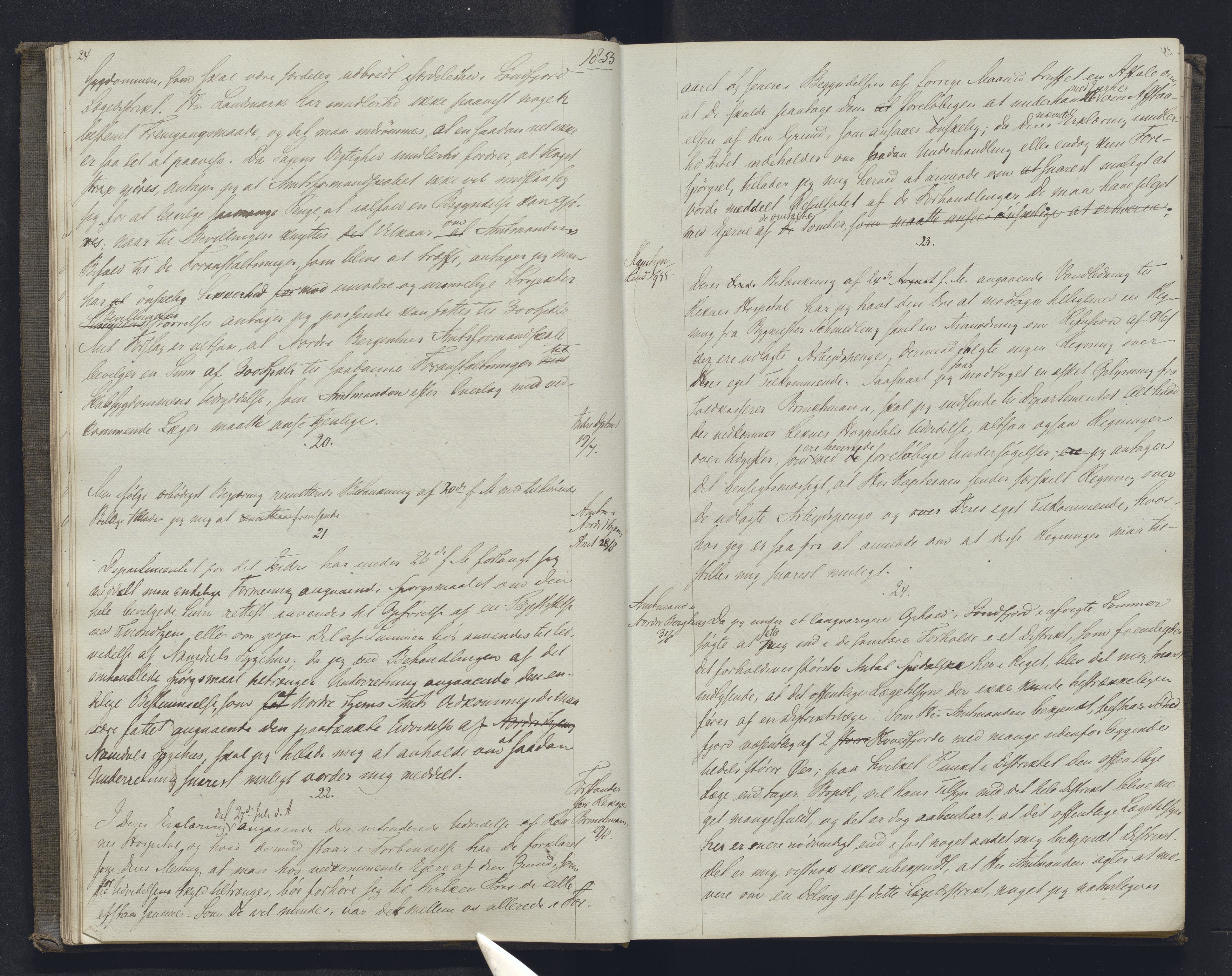 Lepraarkiver - Overlegen for den spedalske sykdom, AV/SAB-A-61001/B.b/L0001: Kopibok, 1854-1858, s. 24-25