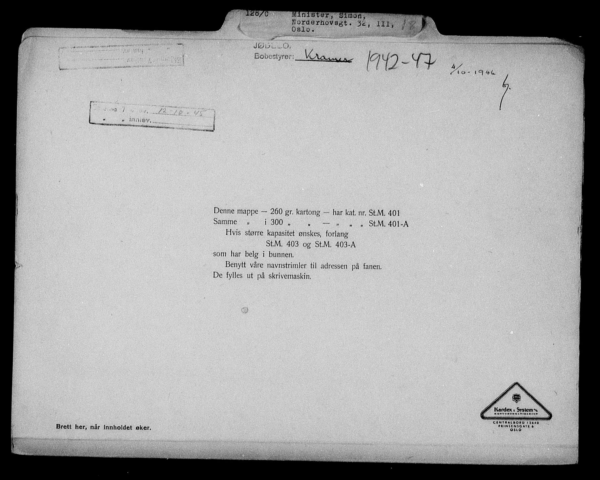 Justisdepartementet, Tilbakeføringskontoret for inndratte formuer, AV/RA-S-1564/H/Hc/Hcc/L0965: --, 1945-1947, s. 704