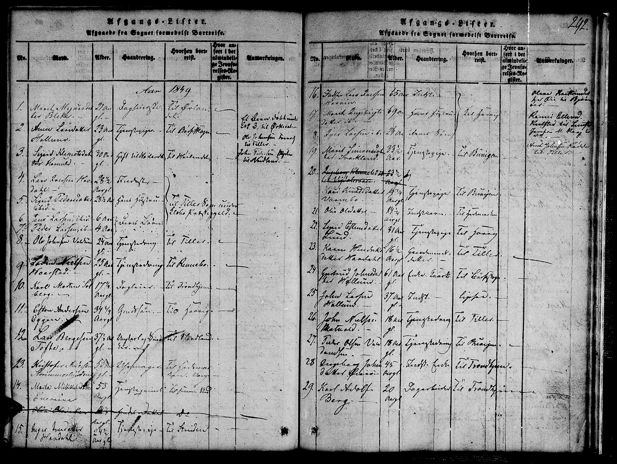Ministerialprotokoller, klokkerbøker og fødselsregistre - Sør-Trøndelag, SAT/A-1456/691/L1092: Klokkerbok nr. 691C03, 1816-1852, s. 292