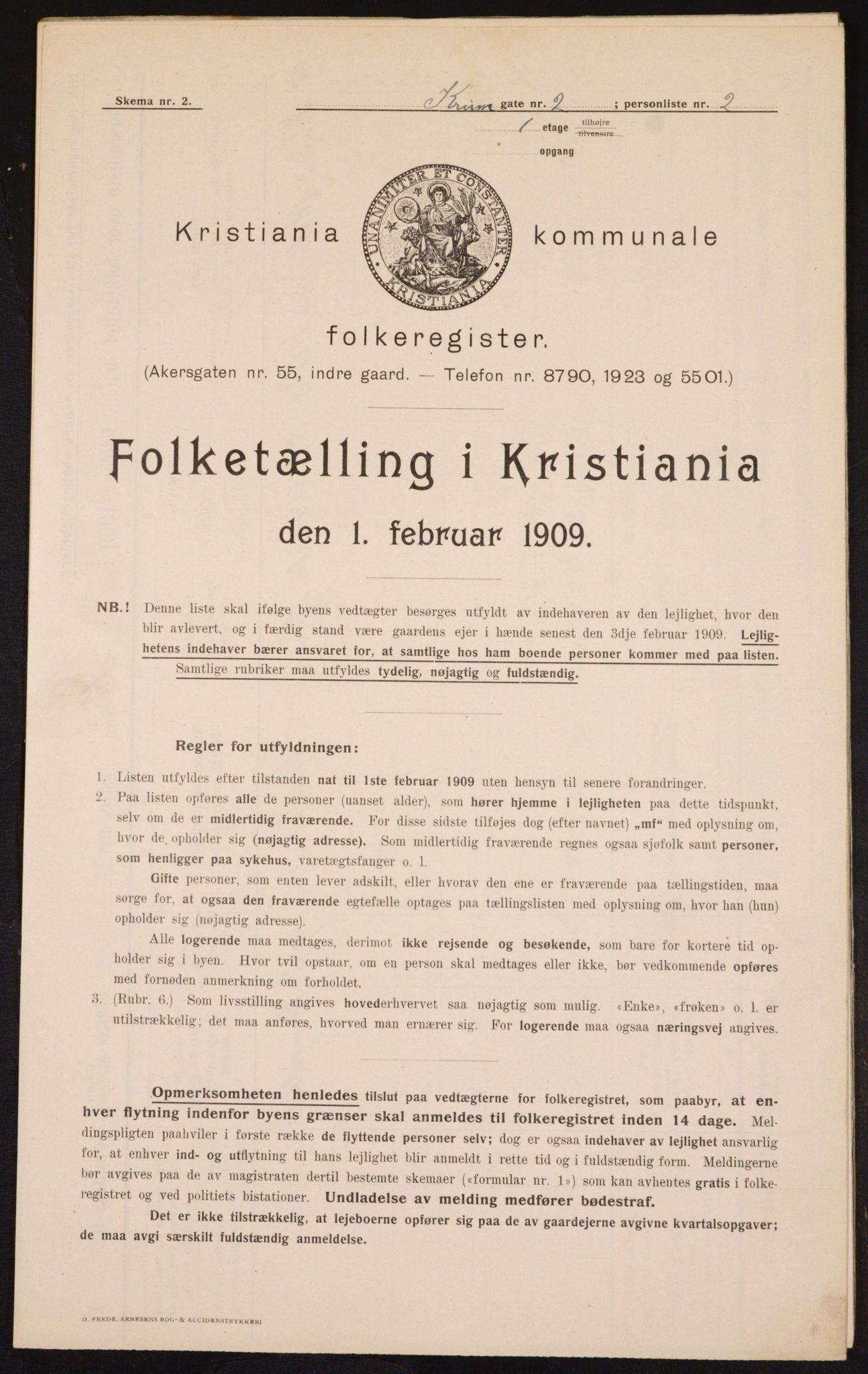 OBA, Kommunal folketelling 1.2.1909 for Kristiania kjøpstad, 1909, s. 50218