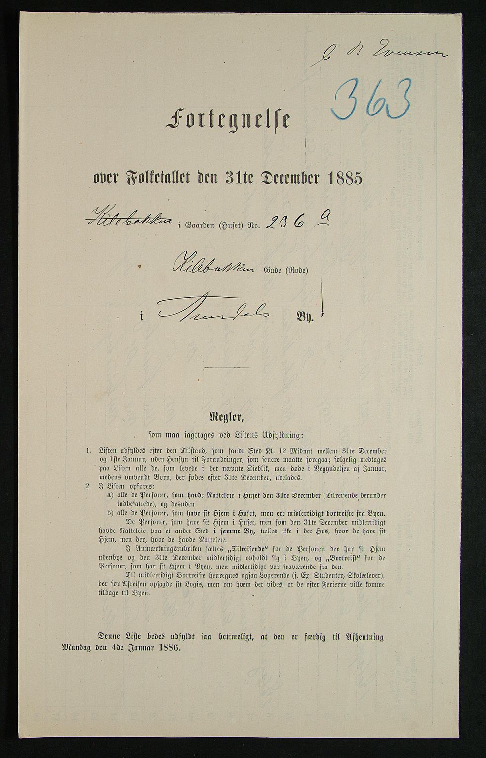 SAK, Folketelling 1885 for 0903 Arendal kjøpstad, 1885, s. 363