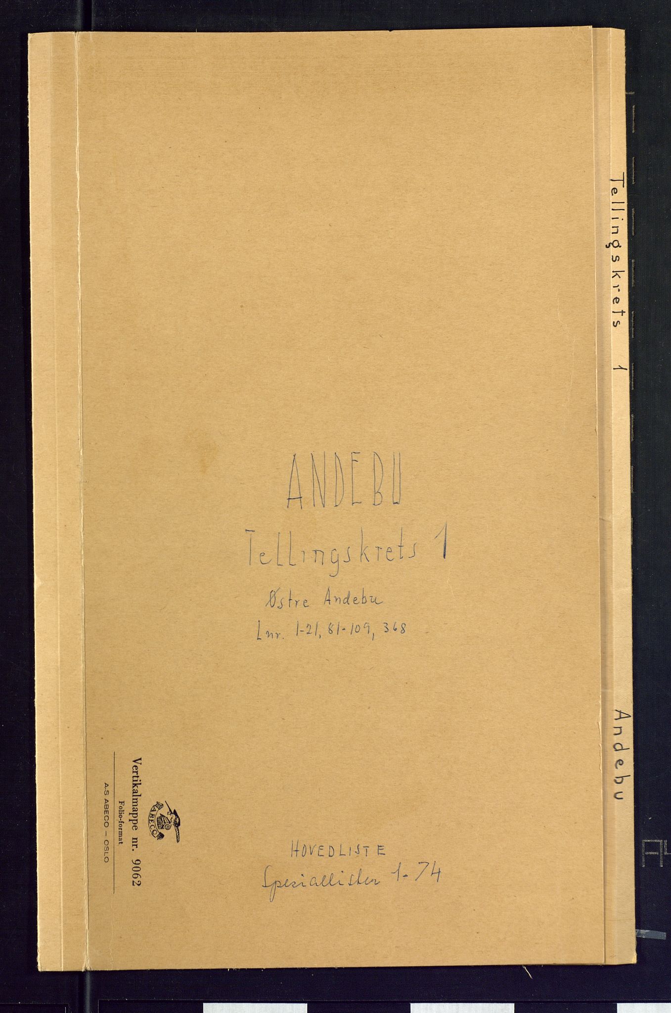 SAKO, Folketelling 1875 for 0719P Andebu prestegjeld, 1875, s. 1