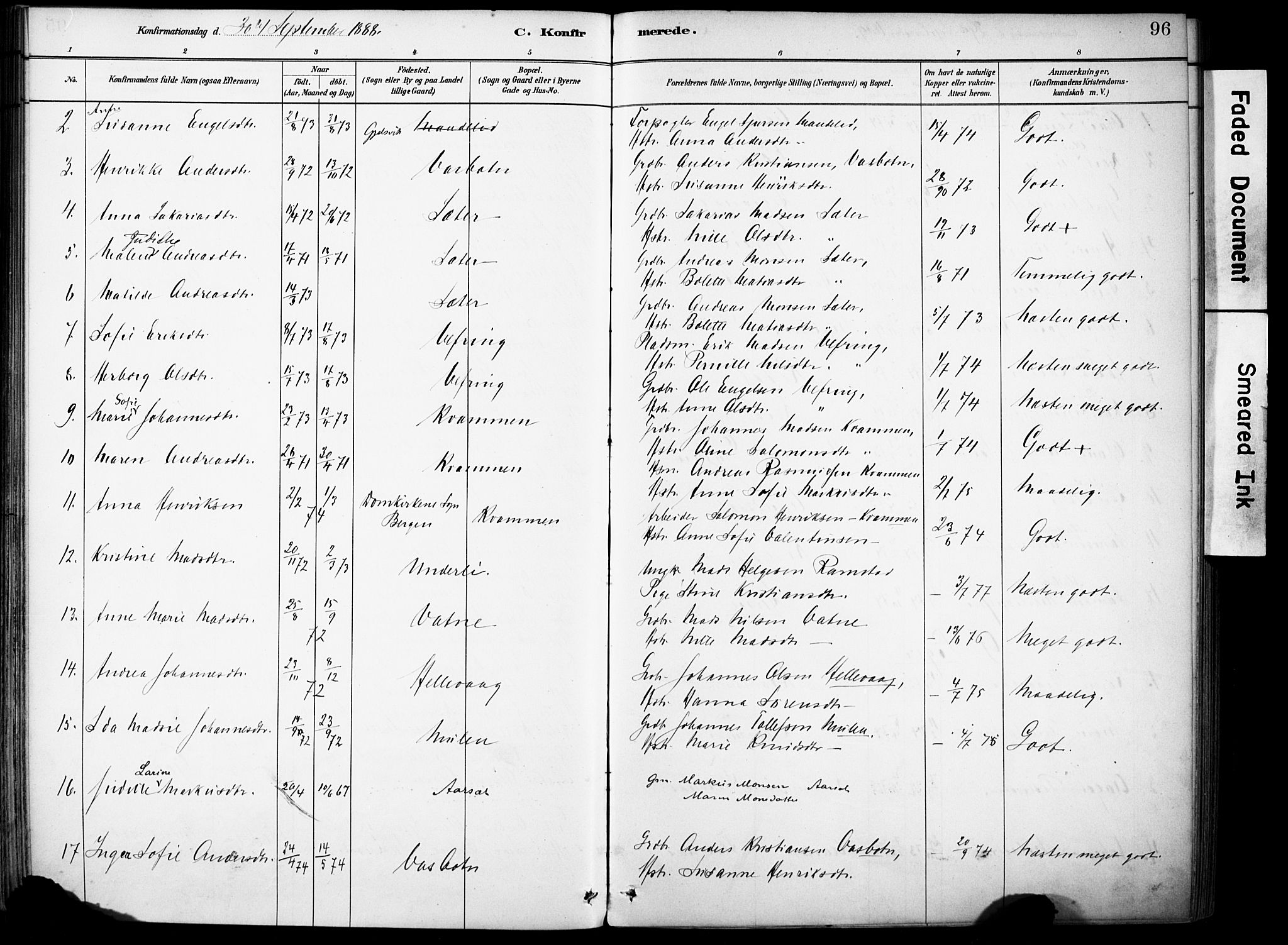 Førde sokneprestembete, AV/SAB-A-79901/H/Haa/Haae/L0001: Ministerialbok nr. E 1, 1881-1911, s. 96