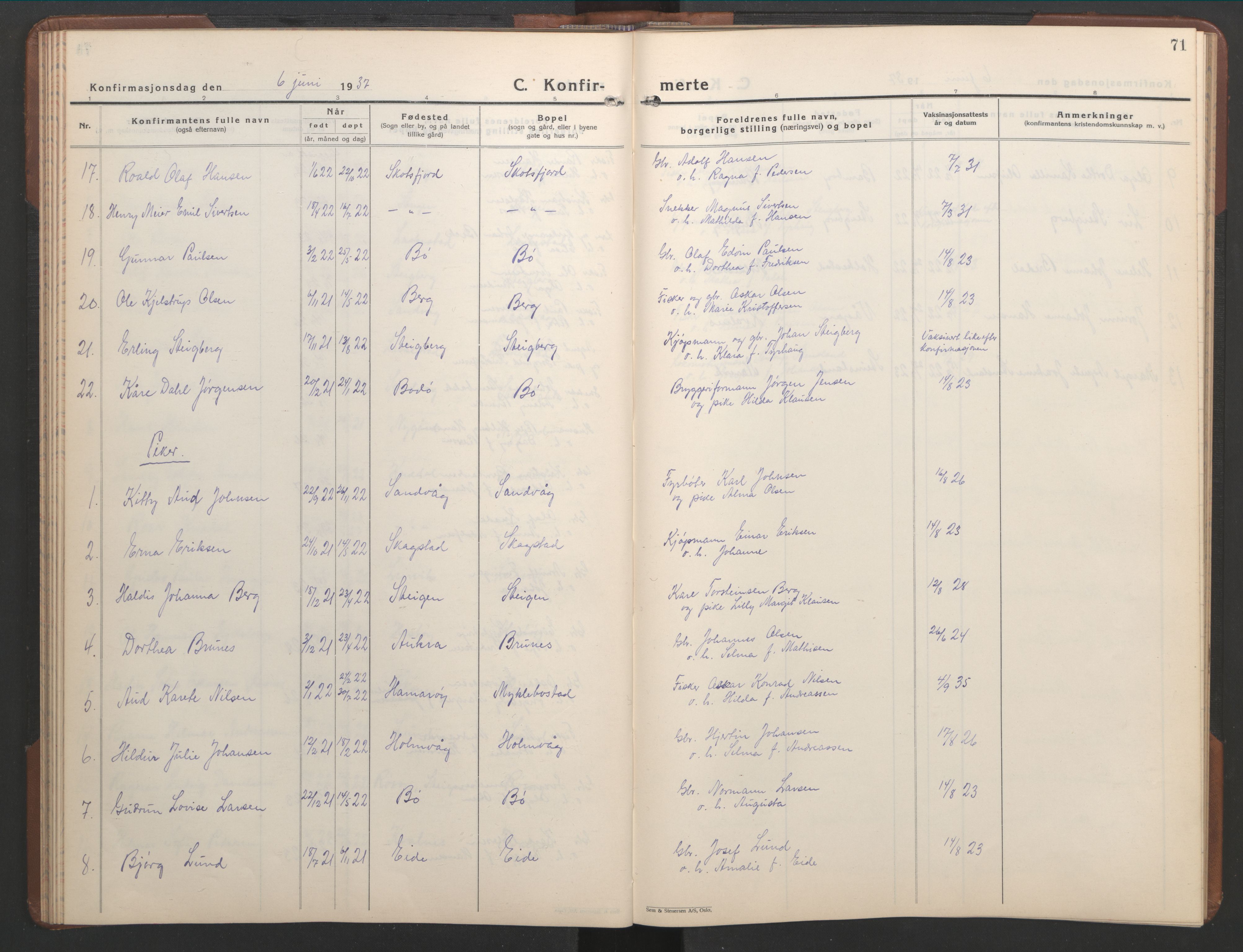 Ministerialprotokoller, klokkerbøker og fødselsregistre - Nordland, AV/SAT-A-1459/855/L0818: Klokkerbok nr. 855C07, 1935-1949, s. 71