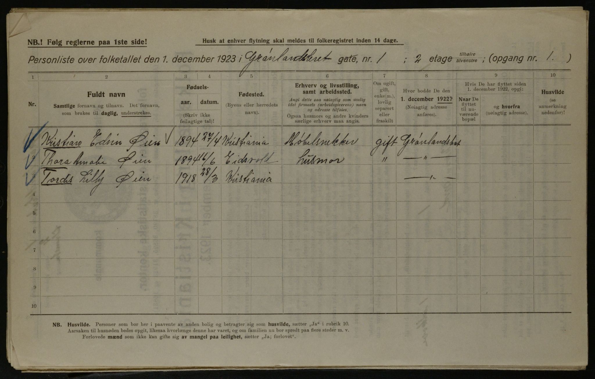 OBA, Kommunal folketelling 1.12.1923 for Kristiania, 1923, s. 35373