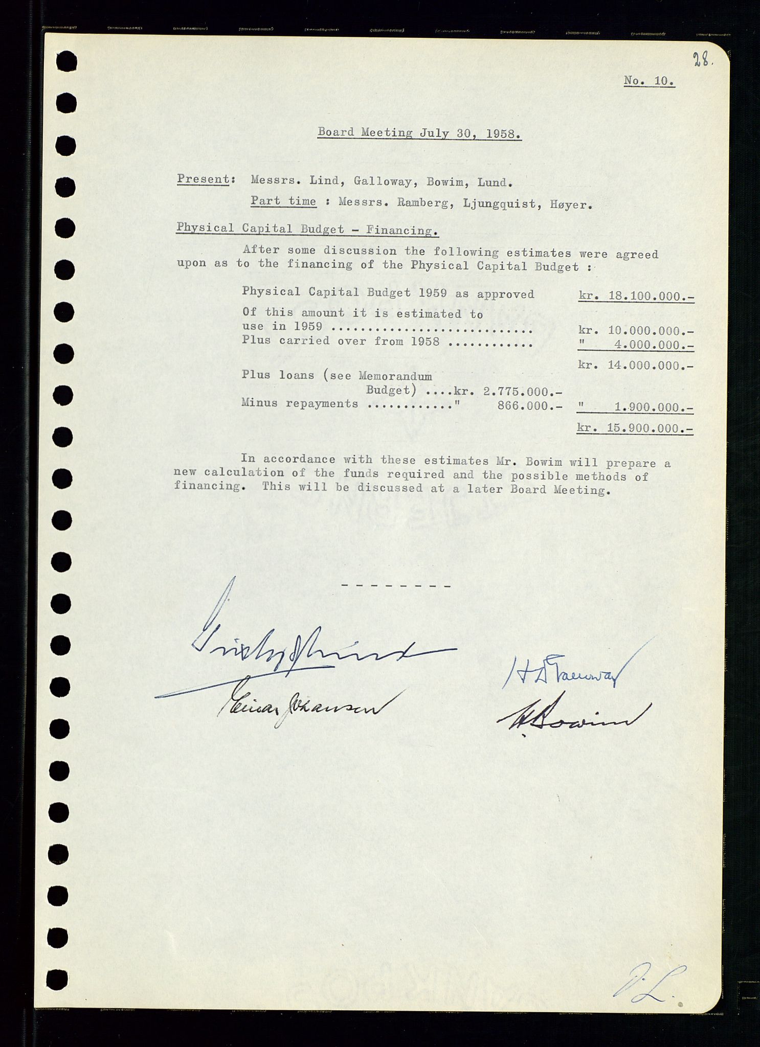 Pa 0982 - Esso Norge A/S, SAST/A-100448/A/Aa/L0001/0001: Den administrerende direksjon Board minutes (styrereferater) / Den administrerende direksjon Board minutes (styrereferater), 1958-1959, s. 28
