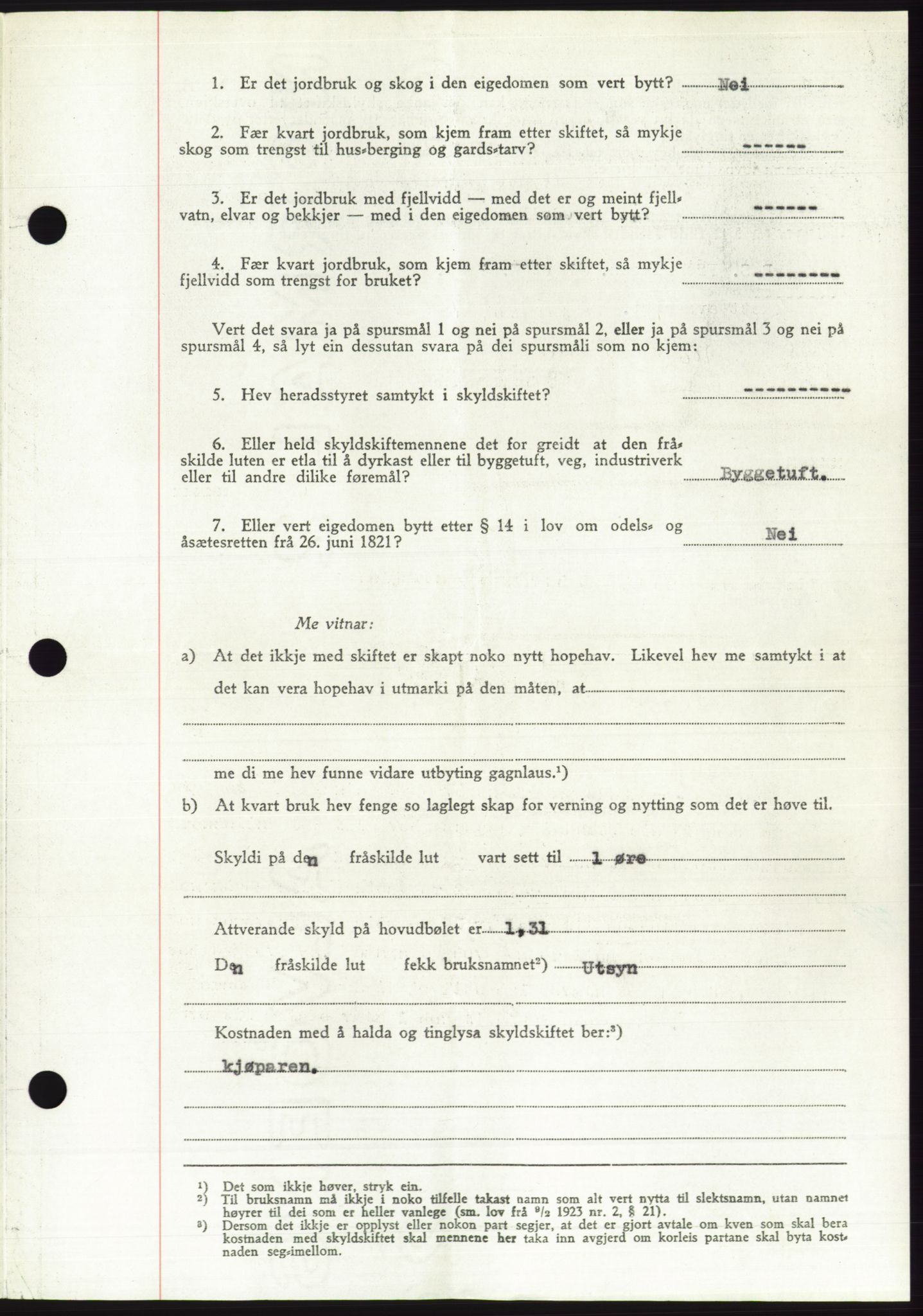 Søre Sunnmøre sorenskriveri, AV/SAT-A-4122/1/2/2C/L0085: Pantebok nr. 11A, 1949-1949, Dagboknr: 1919/1949