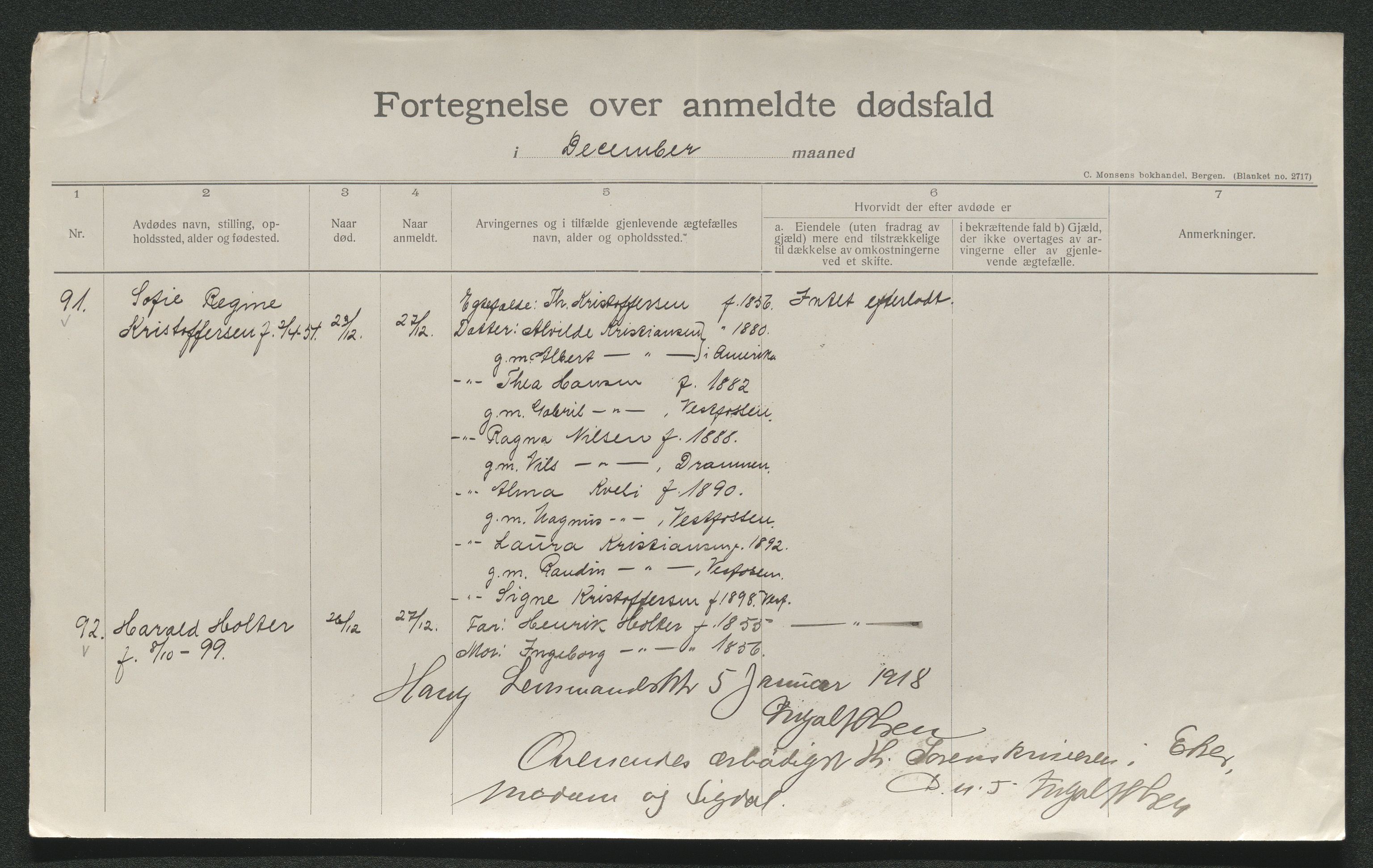 Eiker, Modum og Sigdal sorenskriveri, AV/SAKO-A-123/H/Ha/Hab/L0038: Dødsfallsmeldinger, 1916-1917, s. 727