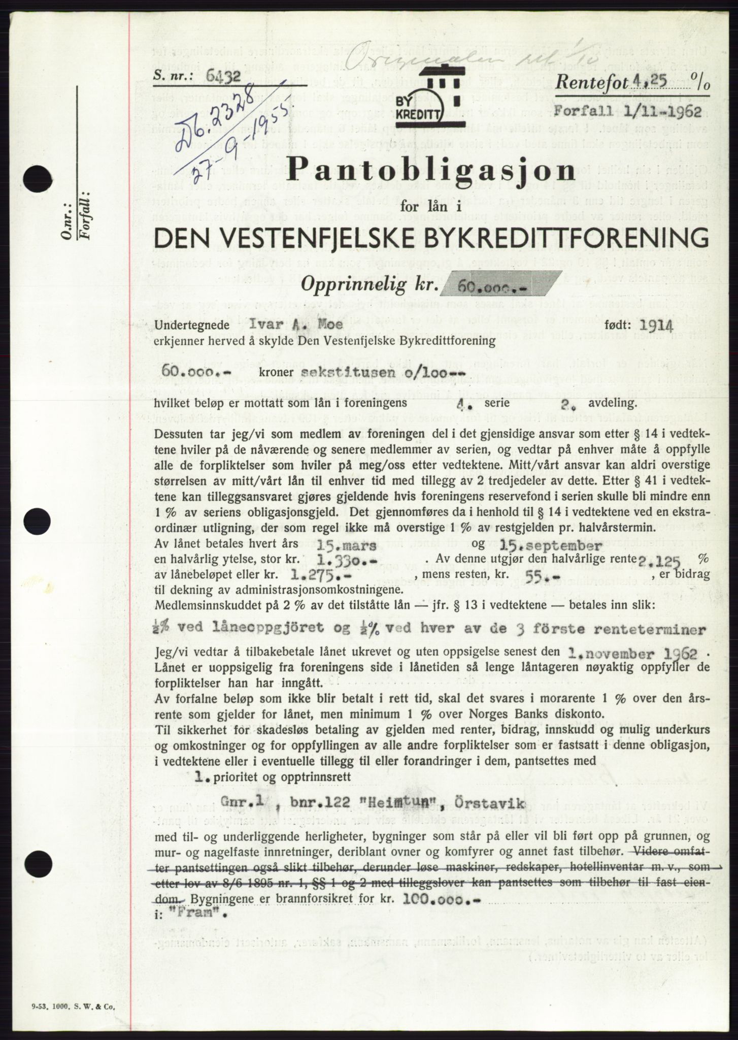 Søre Sunnmøre sorenskriveri, SAT/A-4122/1/2/2C/L0127: Pantebok nr. 15B, 1955-1955, Dagboknr: 2328/1955