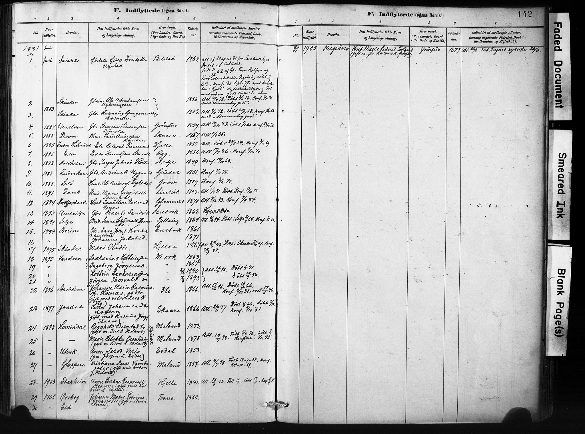 Stryn Sokneprestembete, AV/SAB-A-82501: Ministerialbok nr. D 1, 1878-1907, s. 142