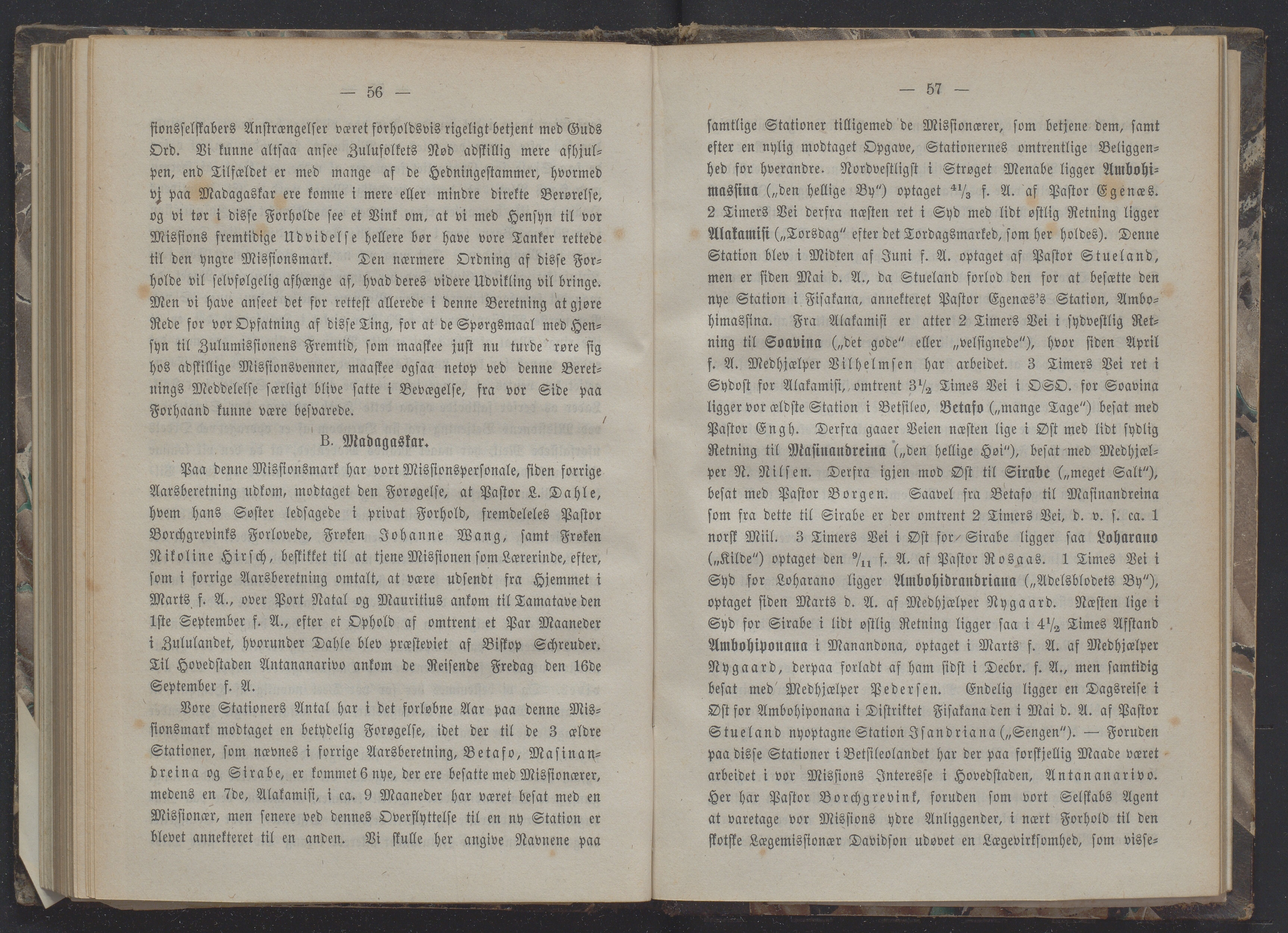 Det Norske Misjonsselskap - hovedadministrasjonen, VID/MA-A-1045/D/Db/Dba/L0337/0010: Beretninger, Bøker, Skrifter o.l   / Årsberetninger 29 , 1871, s. 56-57