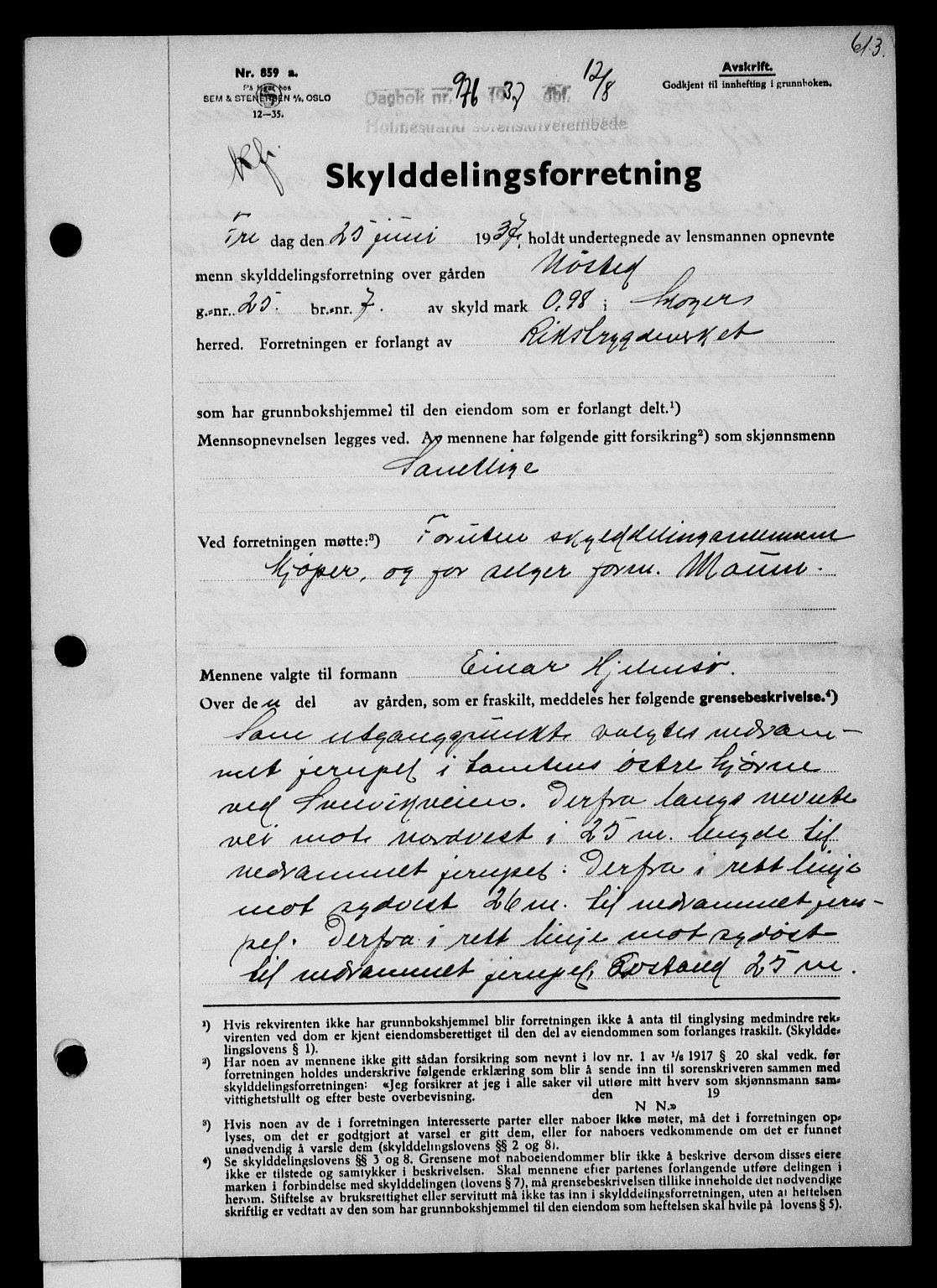 Holmestrand sorenskriveri, SAKO/A-67/G/Ga/Gaa/L0048: Pantebok nr. A-48, 1936-1937, Dagboknr: 976/1937