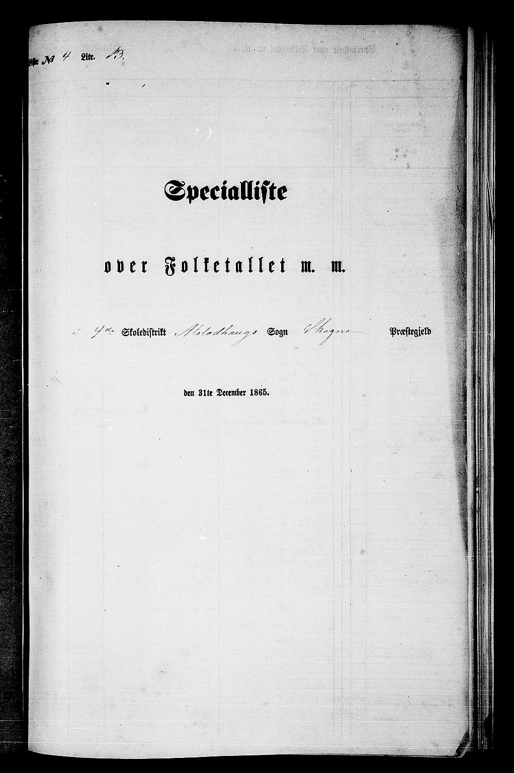 RA, Folketelling 1865 for 1719P Skogn prestegjeld, 1865, s. 109