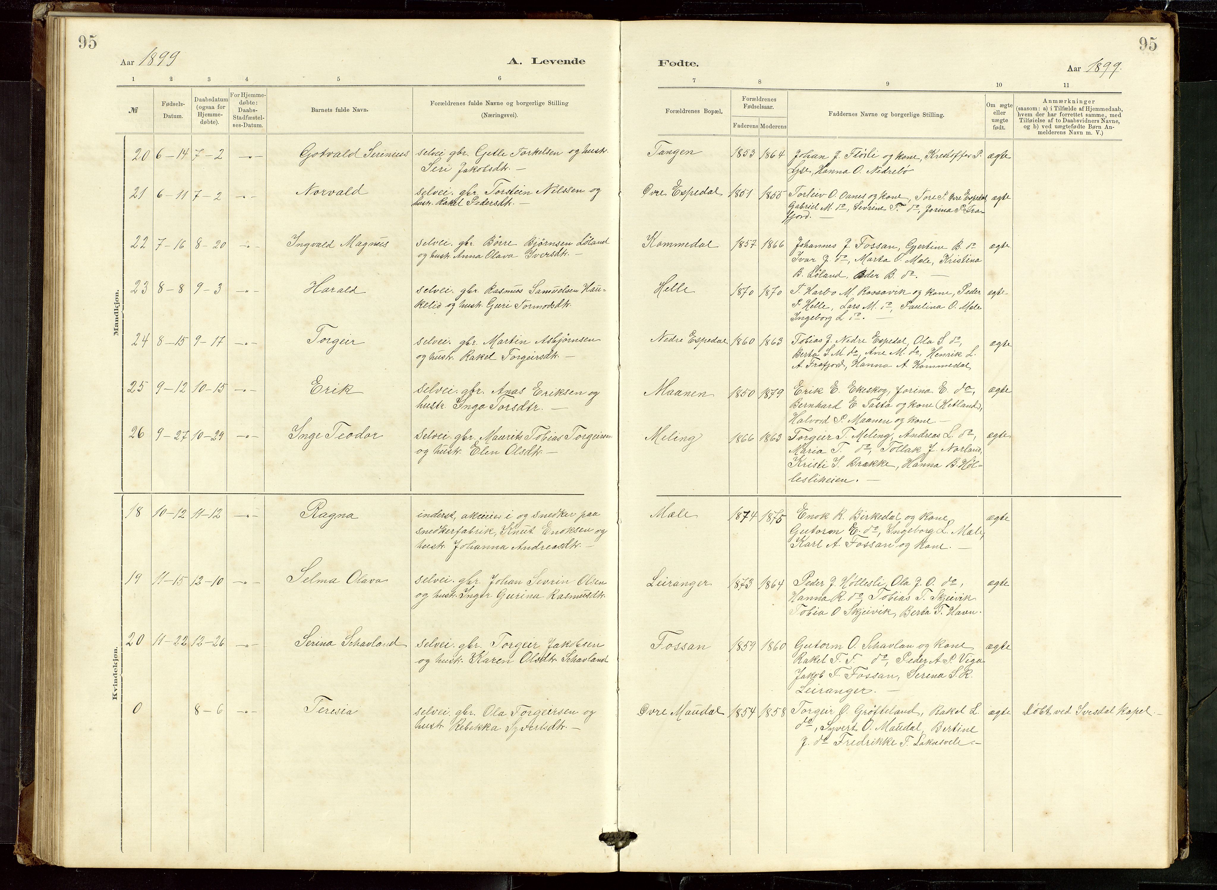 Høgsfjord sokneprestkontor, AV/SAST-A-101624/H/Ha/Hab/L0009: Klokkerbok nr. B 9, 1883-1920, s. 95
