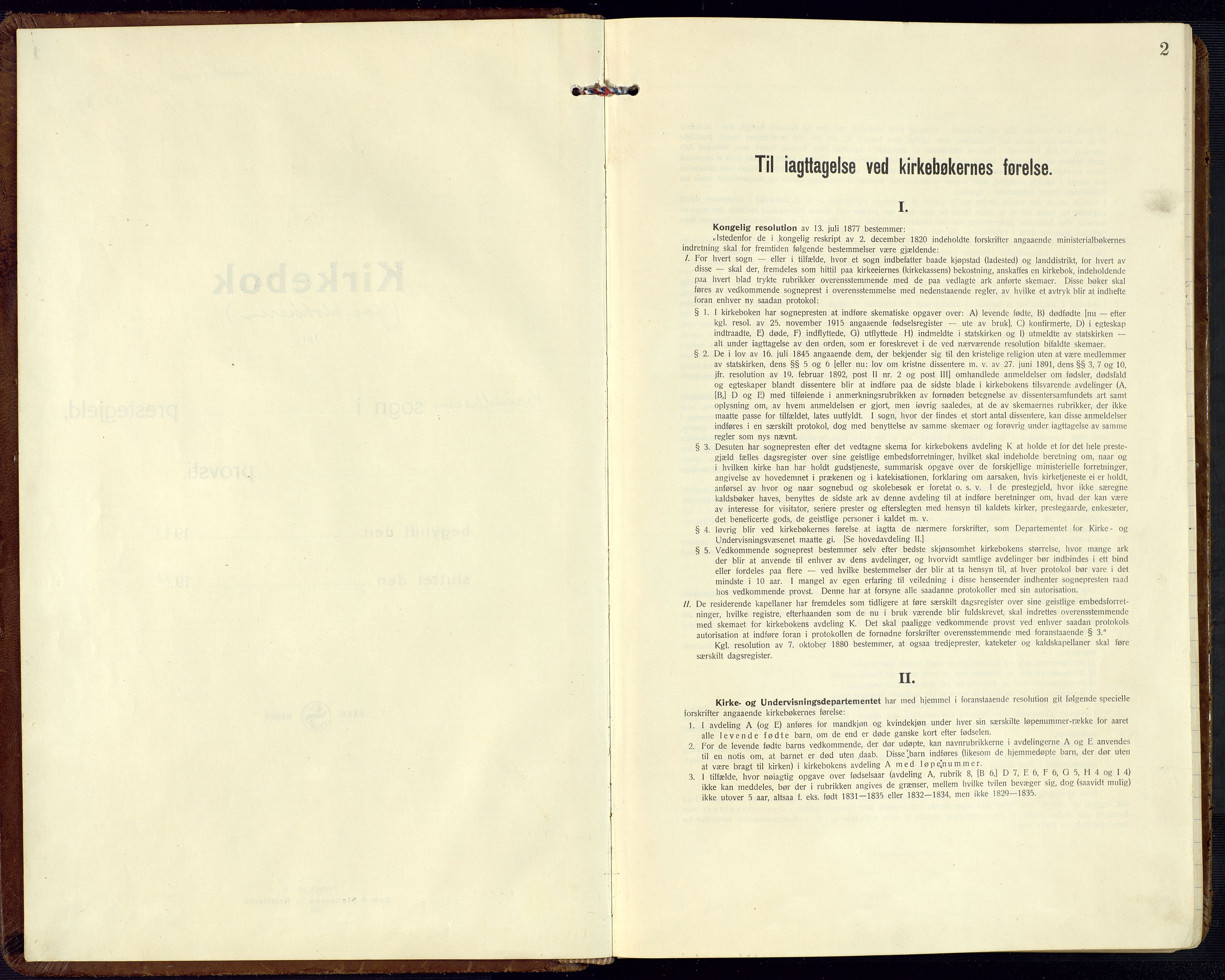 Bjelland sokneprestkontor, SAK/1111-0005/F/Fb/Fbc/L0004: Klokkerbok nr. B 4, 1921-1978, s. 2